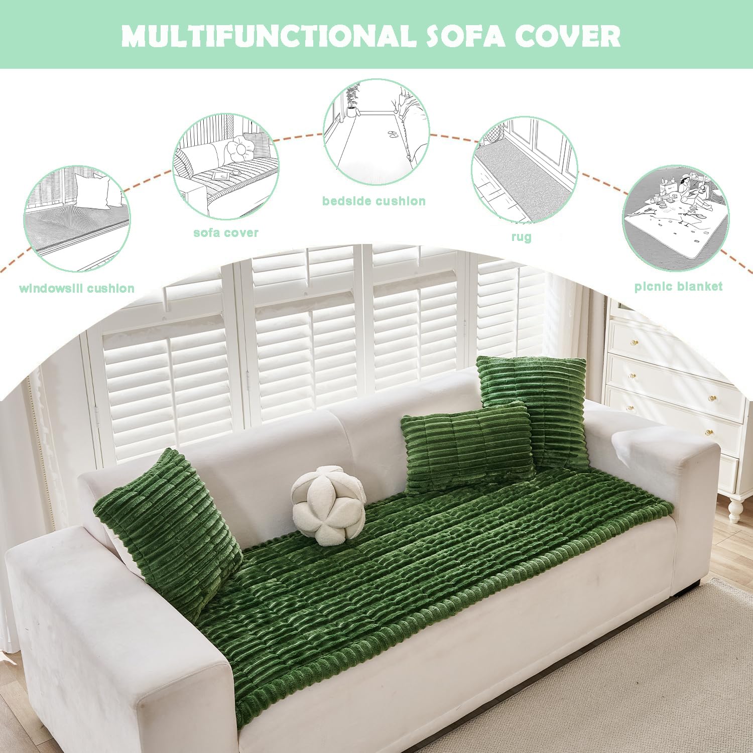 ZQFFB Pet Couch Cover Dogs Washable Non-Slip Couch Protector Pet Friendly Dog Mat for Couches and Sofas