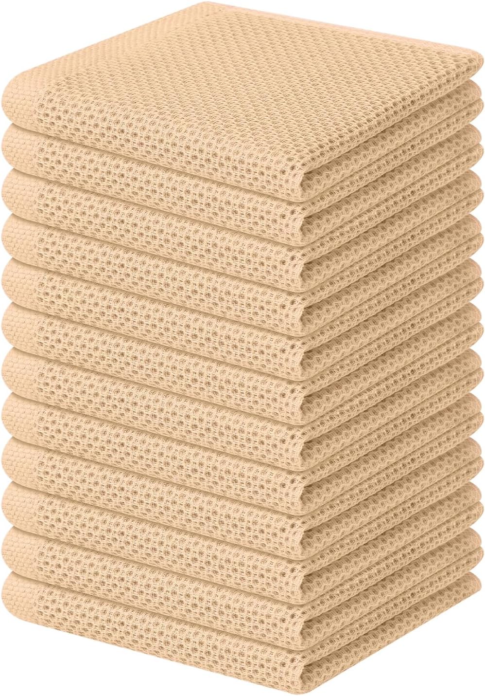 Homaxy 100% Cotton Waffle Weave Kitchen Dish Cloths, Ultra Soft Absorbent Quick Drying Dish Towels, 12 x 12 Inches, 6-Pack, Apricot