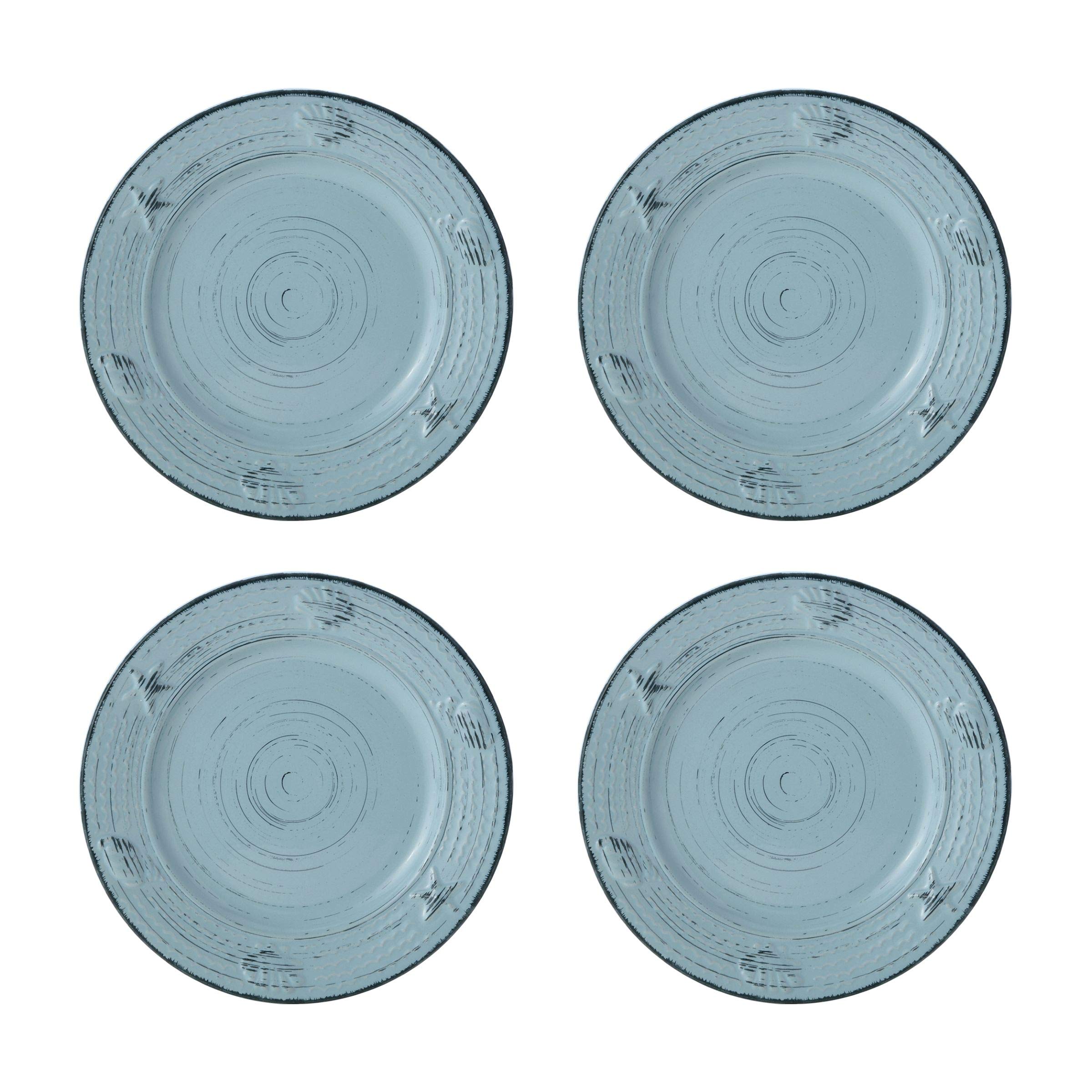 Pfaltzgraff Trellis White 16-Piece Stoneware Dinnerware Set, Service for 4, Distressed White Finish, Microwave & Dishwasher Safe Plates and Bowls