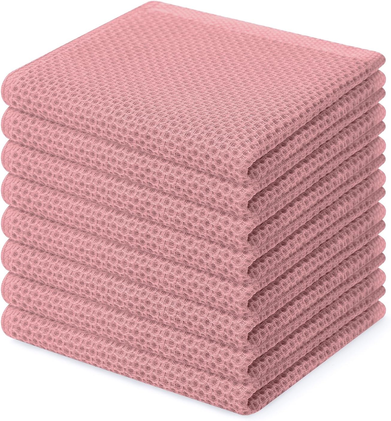 Homaxy 100% Cotton Waffle Weave Kitchen Dish Cloths, Ultra Soft Absorbent Quick Drying Dish Towels, 12 x 12 Inches, 6-Pack, Apricot