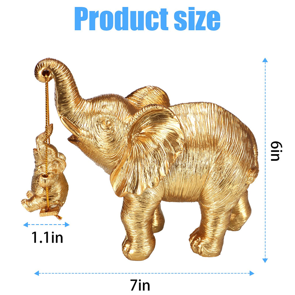 Elephant Statue. Gold Elephant Decor Brings Good Luck, Health, Strength. Elephant Gifts for Women, Mom Gifts. Decorations