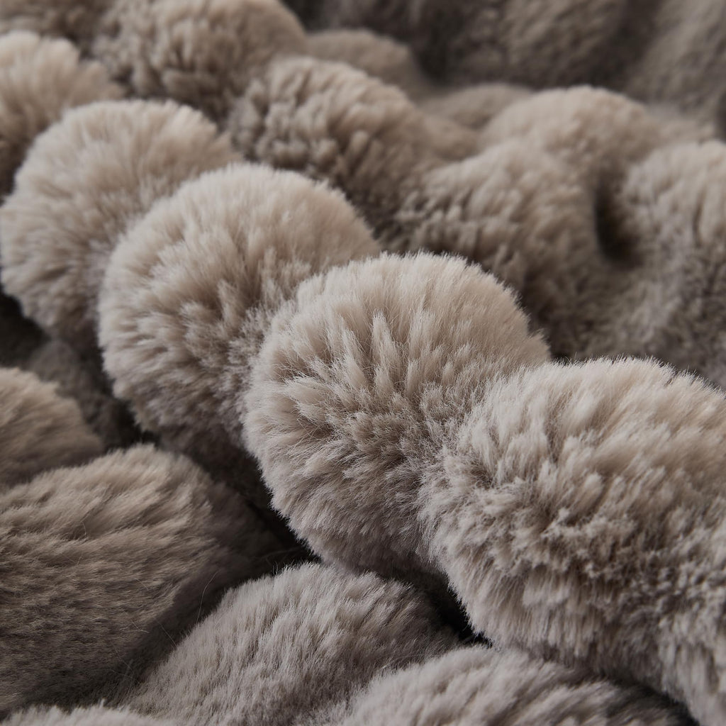 COOVA Faux Fur Throw Blanket for Couch, Cozy Soft and Fuzzy Plush Rabbit Fur Bubble Blanket for Sofa Bedroom Living Room, 50x60 Inches Tie Dye Brown