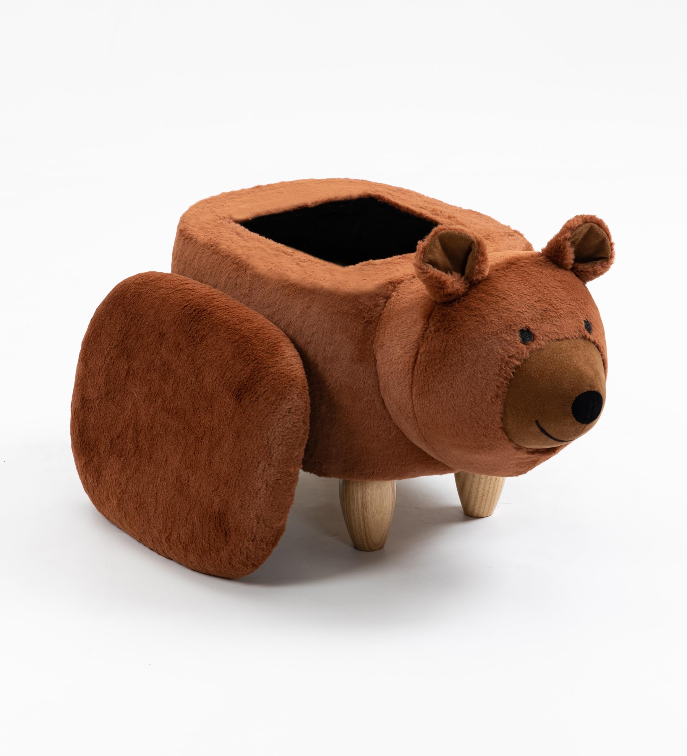 Home 2 Office Cow Ottoman for Kids' Bedroom, Playroom, Nursery, and Living Room, Animal Ottoman with Storage, Footstool for Kids, Black/White