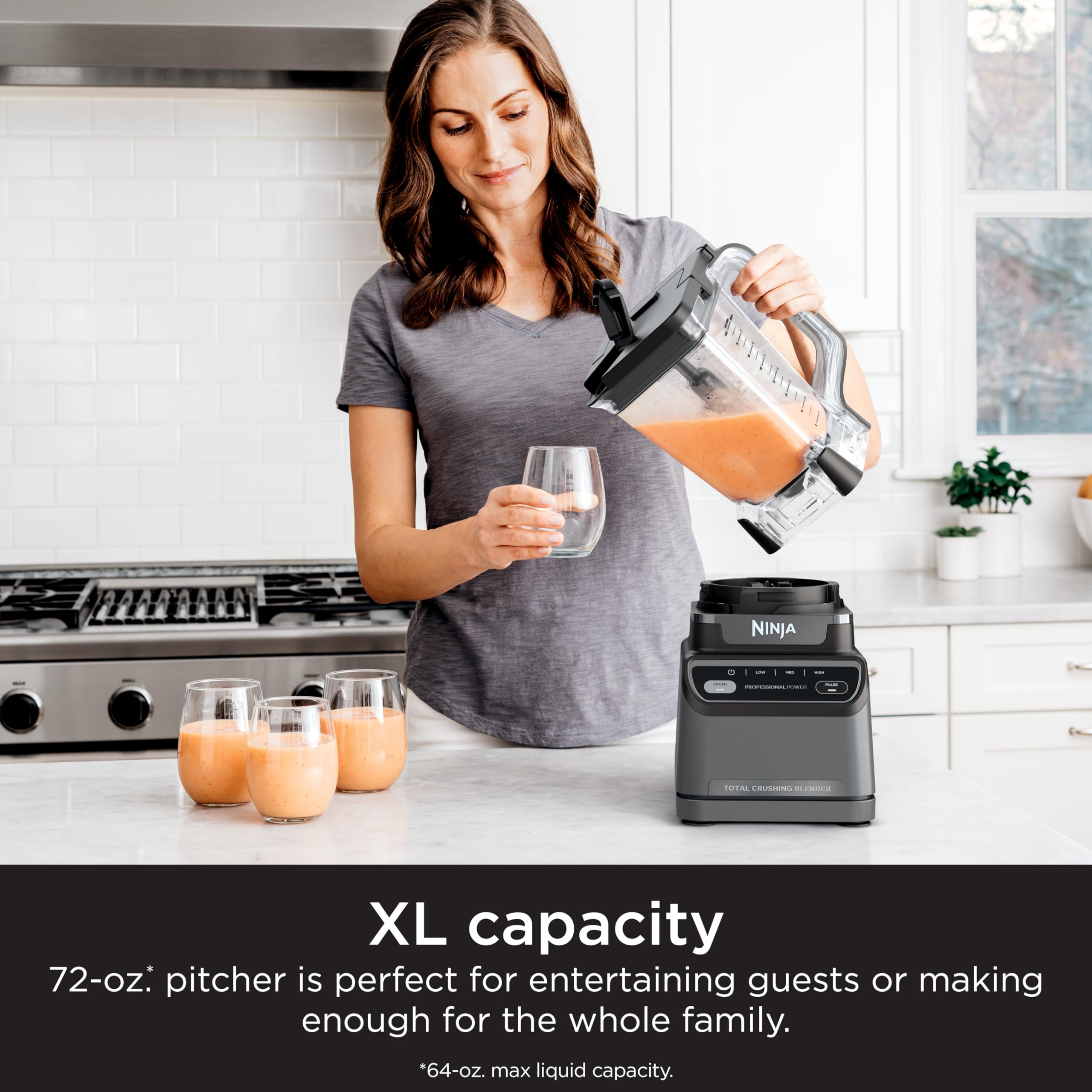 Ninja Professional Blender, Smoothie Blender, Drink Mixer, Grinder, Ice Crusher, Frozen Fruit Blending | Professional 1000 W Power, Total Crushing ™ Technology, XL 72-oz. Pitcher Black, Grey, BL610