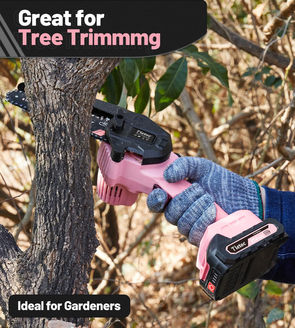 Tietoc Chainsaw 6 Inch Mini Electric Chainsaw Cordless Battery Powered, Hand Held Saw for Wood/Trees Trimming, Tools for Household and Garden, Chain Saw Gift for Men Dad Husband Fathers Gardener 2025