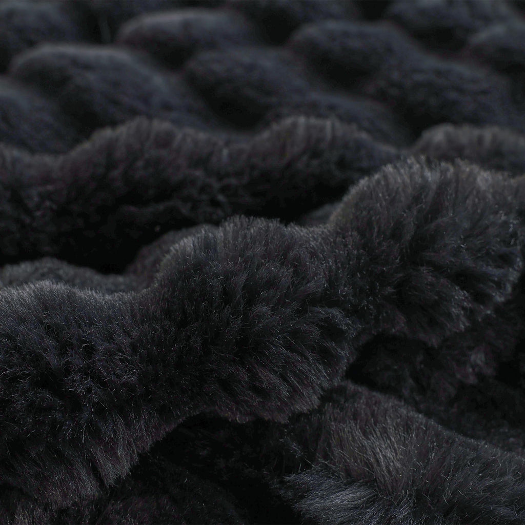 COOVA Faux Fur Throw Blanket for Couch, Cozy Soft and Fuzzy Plush Rabbit Fur Bubble Blanket for Sofa Bedroom Living Room, 50x60 Inches Tie Dye Brown
