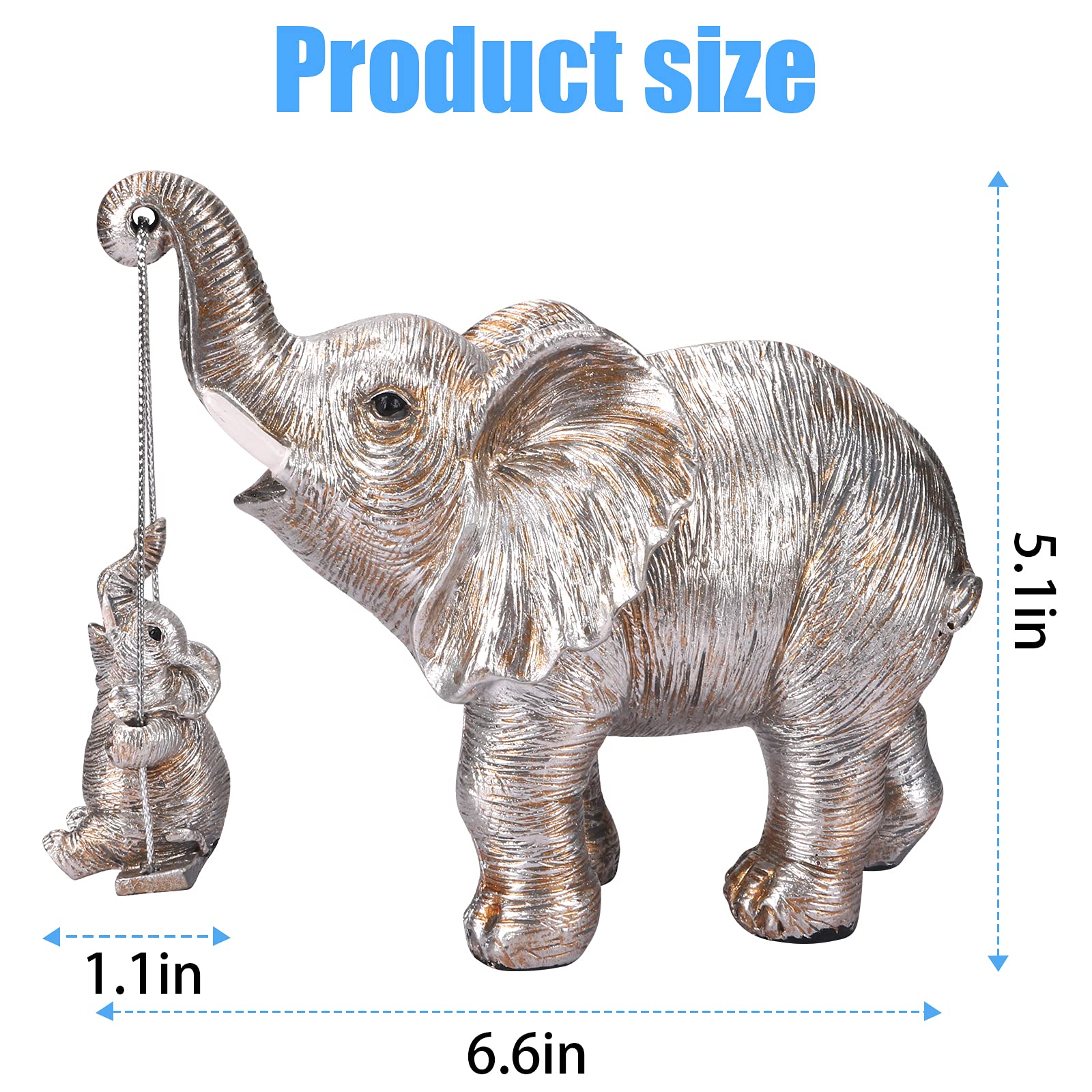 Elephant Statue. Gold Elephant Decor Brings Good Luck, Health, Strength. Elephant Gifts for Women, Mom Gifts. Decorations