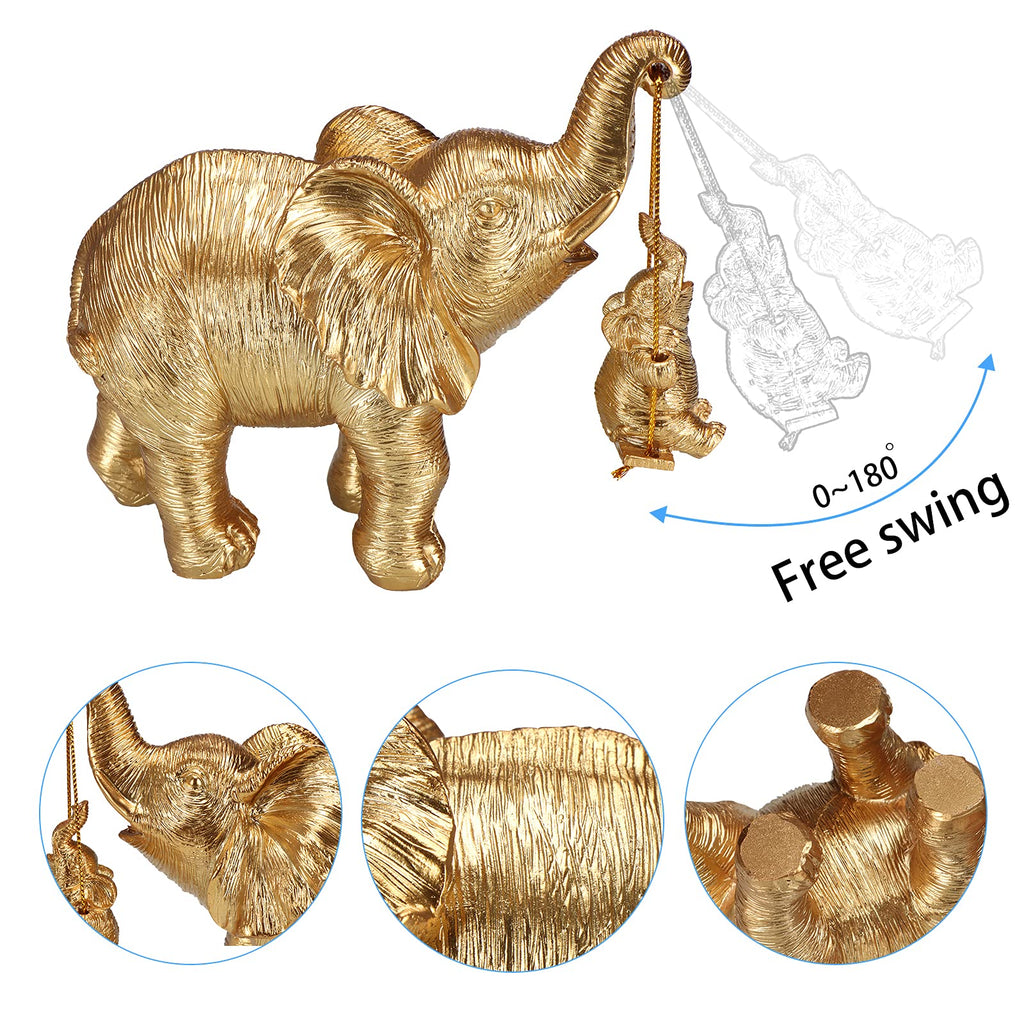 Elephant Statue. Gold Elephant Decor Brings Good Luck, Health, Strength. Elephant Gifts for Women, Mom Gifts. Decorations