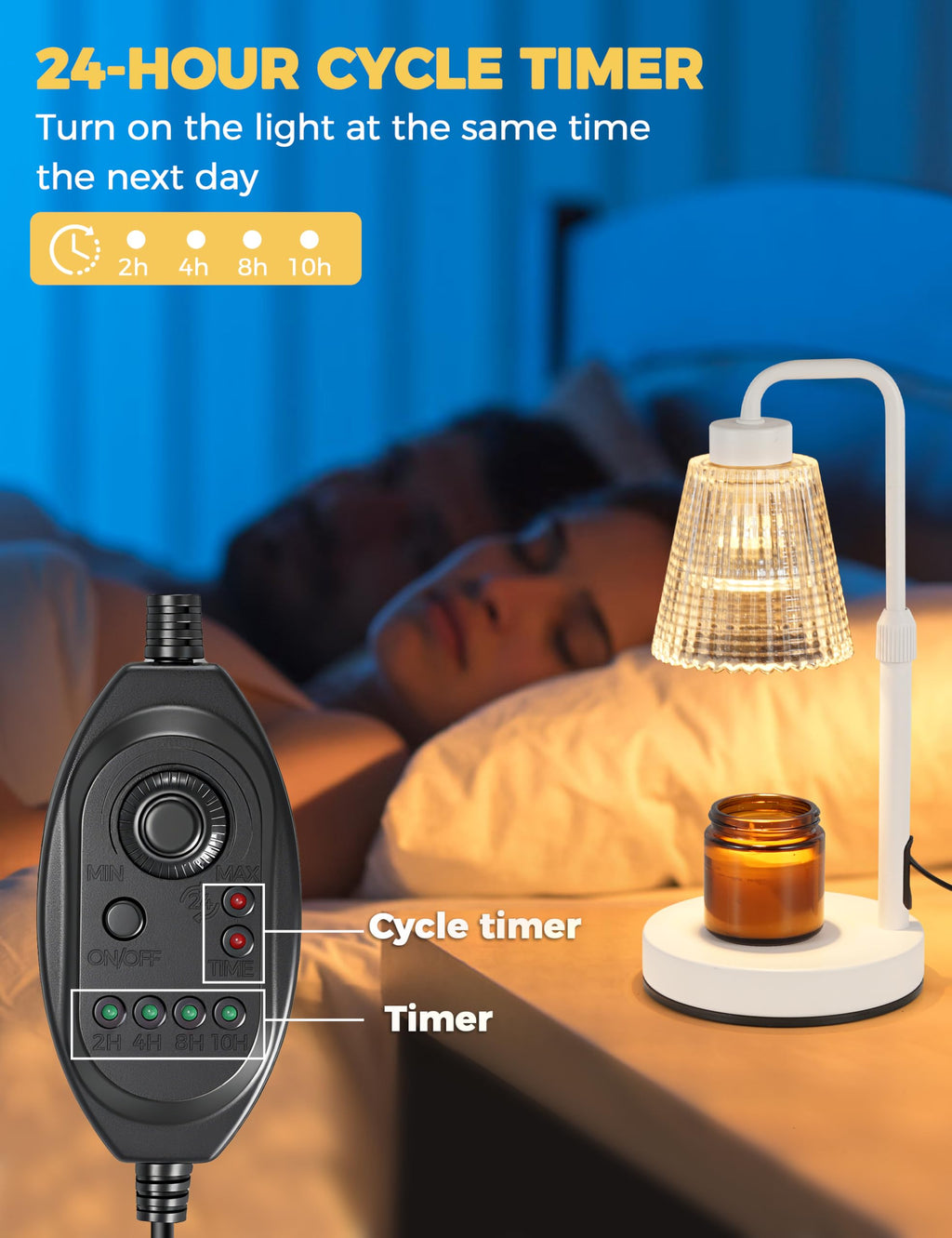 Candle Warmer Lamp with Timer Dimmable. Wax Melt Warmer for Jar Candles with 2 Bulbs