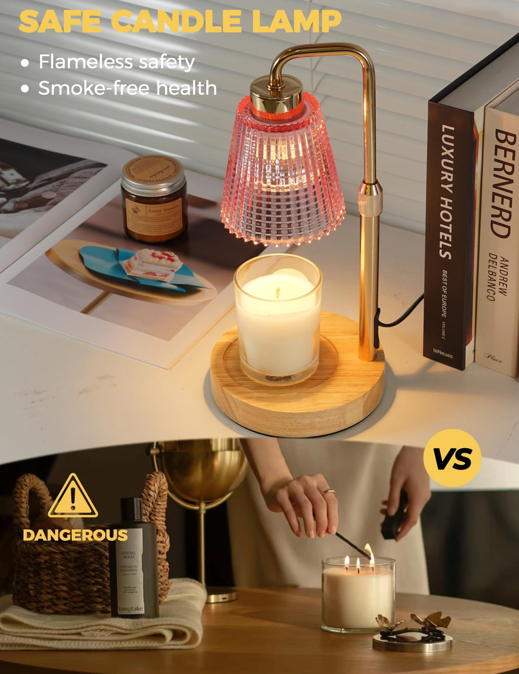 Candle Warmer Lamp with Timer Dimmable. Wax Melt Warmer for Jar Candles with 2 Bulbs