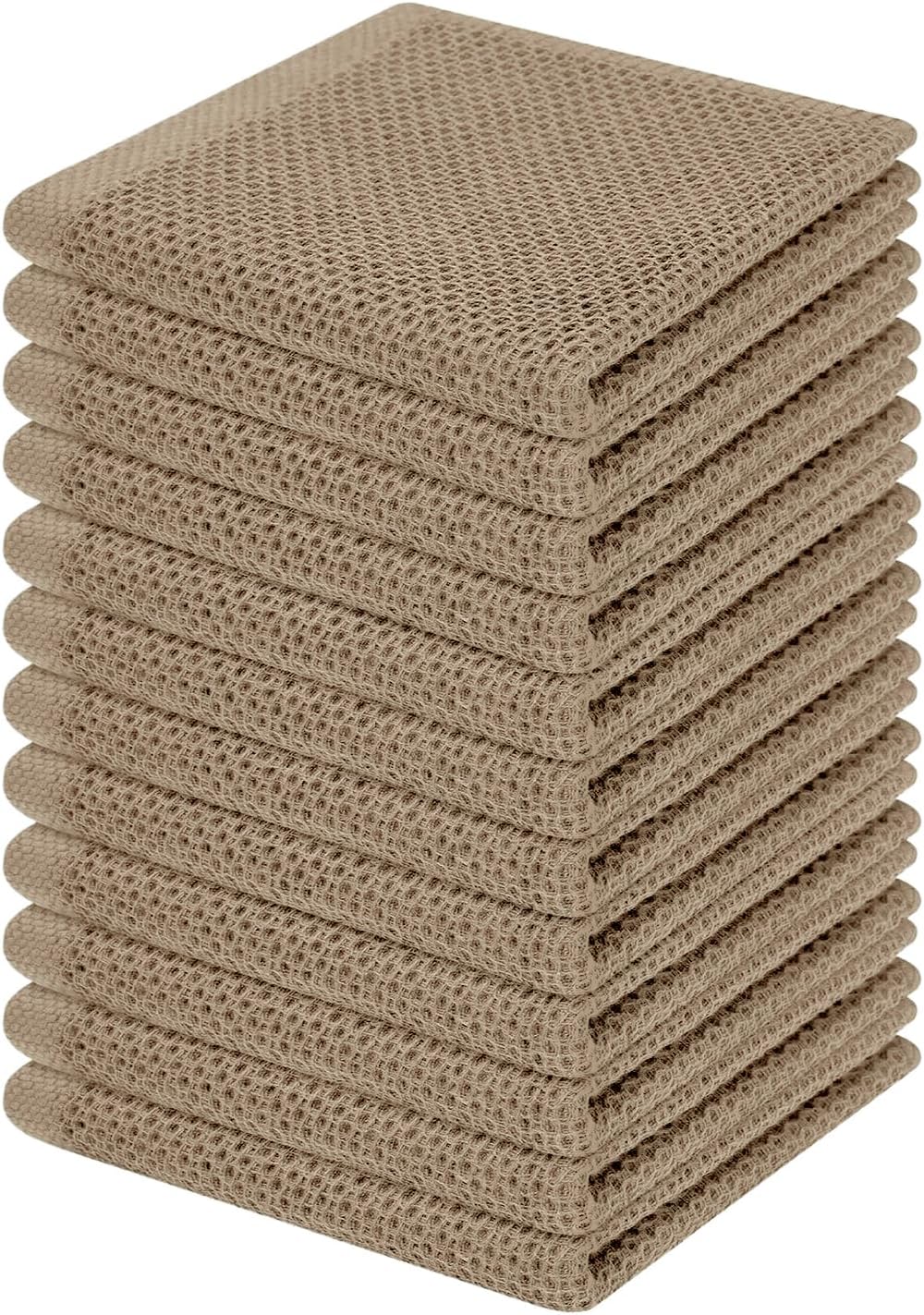 Homaxy 100% Cotton Waffle Weave Kitchen Dish Cloths, Ultra Soft Absorbent Quick Drying Dish Towels, 12 x 12 Inches, 6-Pack, Apricot
