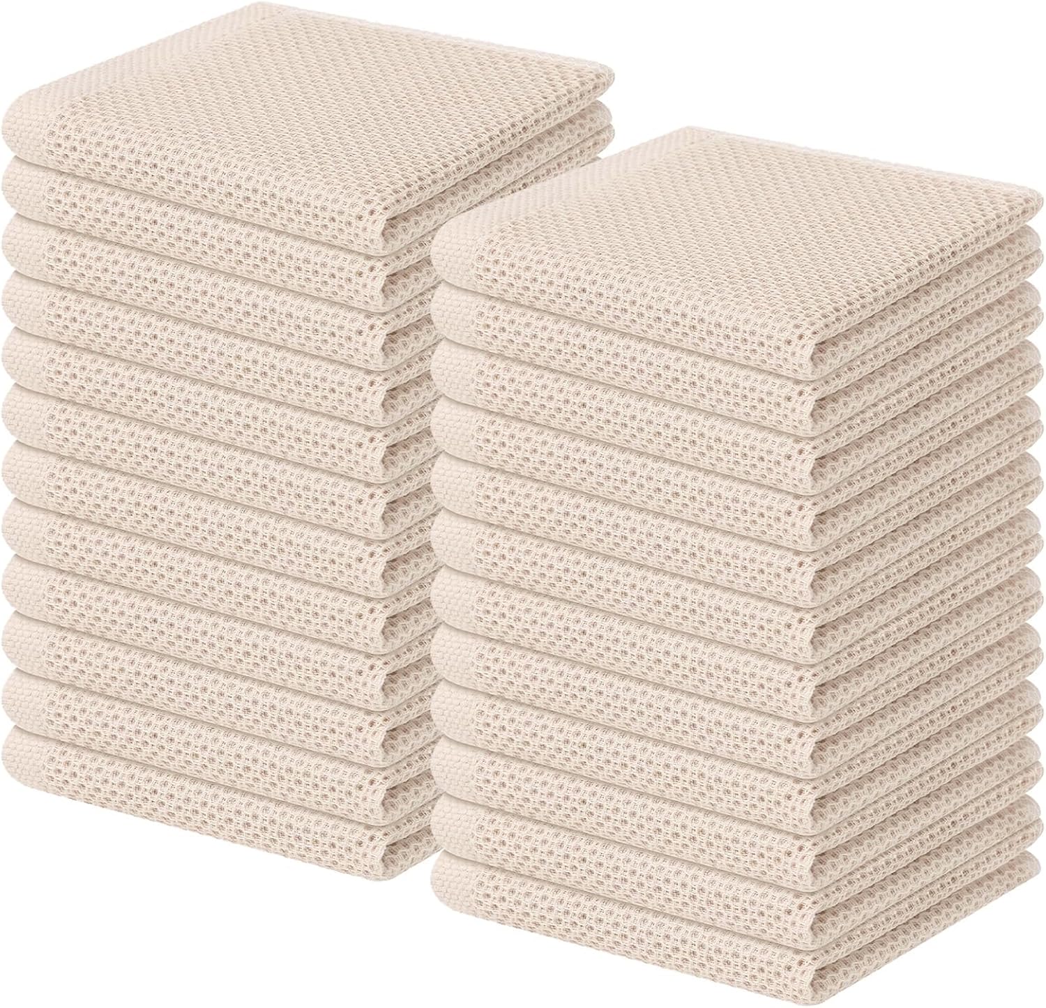 Homaxy 100% Cotton Waffle Weave Kitchen Dish Cloths, Ultra Soft Absorbent Quick Drying Dish Towels, 12 x 12 Inches, 6-Pack, Apricot