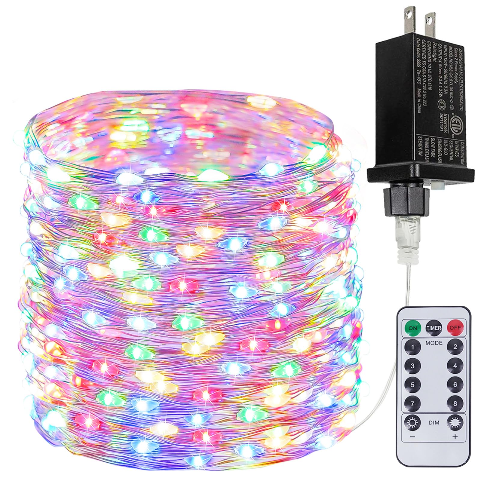 66Ft 200 LED Fairy Lights Plug in, Waterproof String Lights Outdoor & Indoor 8 Modes Christmas Light Bedroom Decor, Timer Twinkle Lights for Girl's Room Garden Party Christmas Decorations (Warm White)