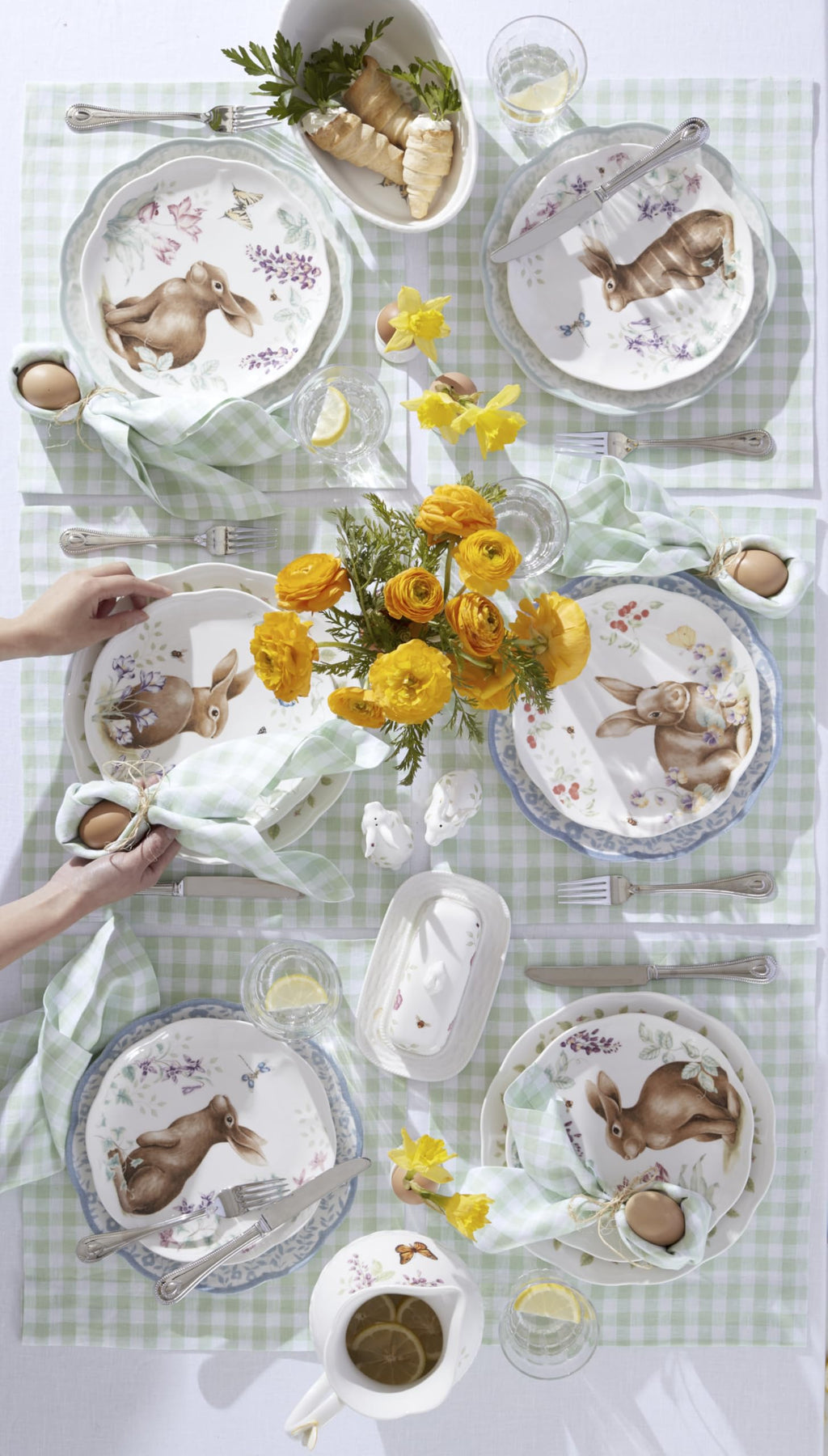 Lenox Dinnerware Set, Butterfly Meadow Bunny 16-Piece Set, Service For 4, Dishwasher Safe, Microwave Safe, Made Of Porcelain, Bowls And Mugs, Plates And Bowls, Easter Dish (Assorted, 16 Pieces)