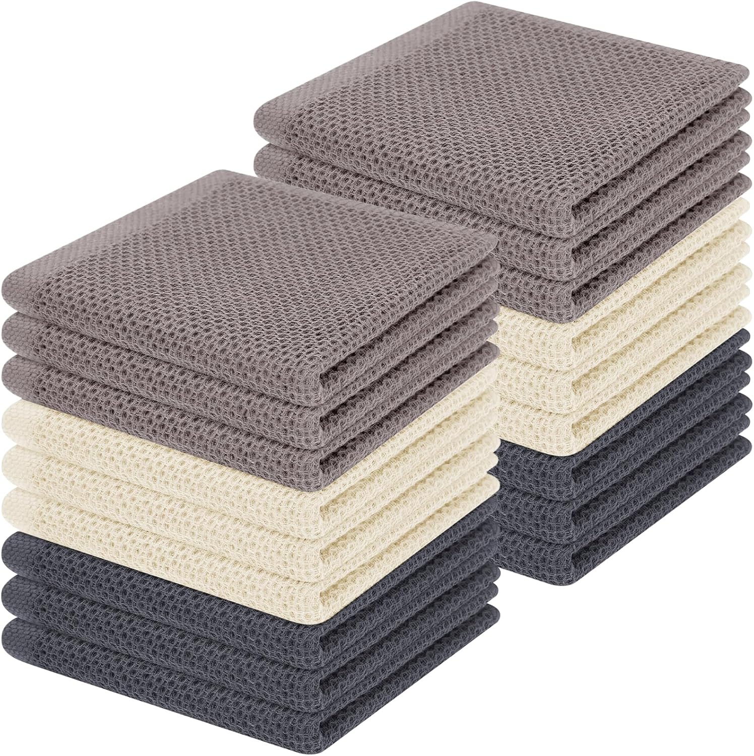 Homaxy 100% Cotton Waffle Weave Kitchen Dish Cloths, Ultra Soft Absorbent Quick Drying Dish Towels, 12 x 12 Inches, 6-Pack, Apricot
