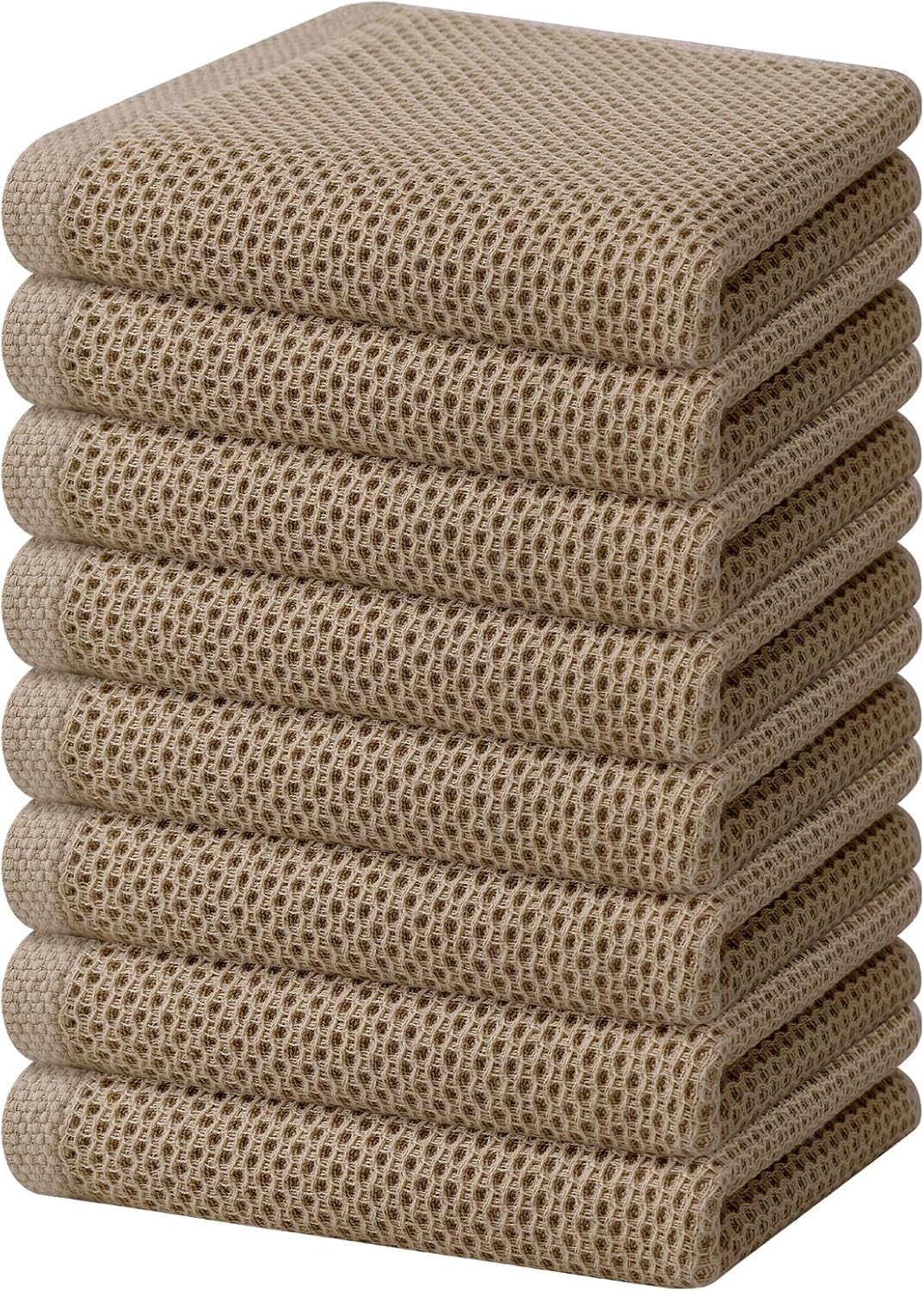 Homaxy 100% Cotton Waffle Weave Kitchen Dish Cloths, Ultra Soft Absorbent Quick Drying Dish Towels, 12 x 12 Inches, 6-Pack, Apricot