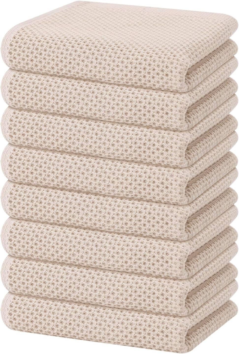 Homaxy 100% Cotton Waffle Weave Kitchen Dish Cloths, Ultra Soft Absorbent Quick Drying Dish Towels, 12 x 12 Inches, 6-Pack, Apricot