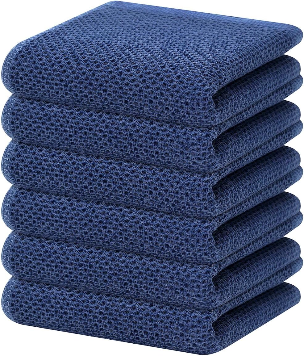 Homaxy 100% Cotton Waffle Weave Kitchen Dish Cloths, Ultra Soft Absorbent Quick Drying Dish Towels, 12 x 12 Inches, 6-Pack, Apricot