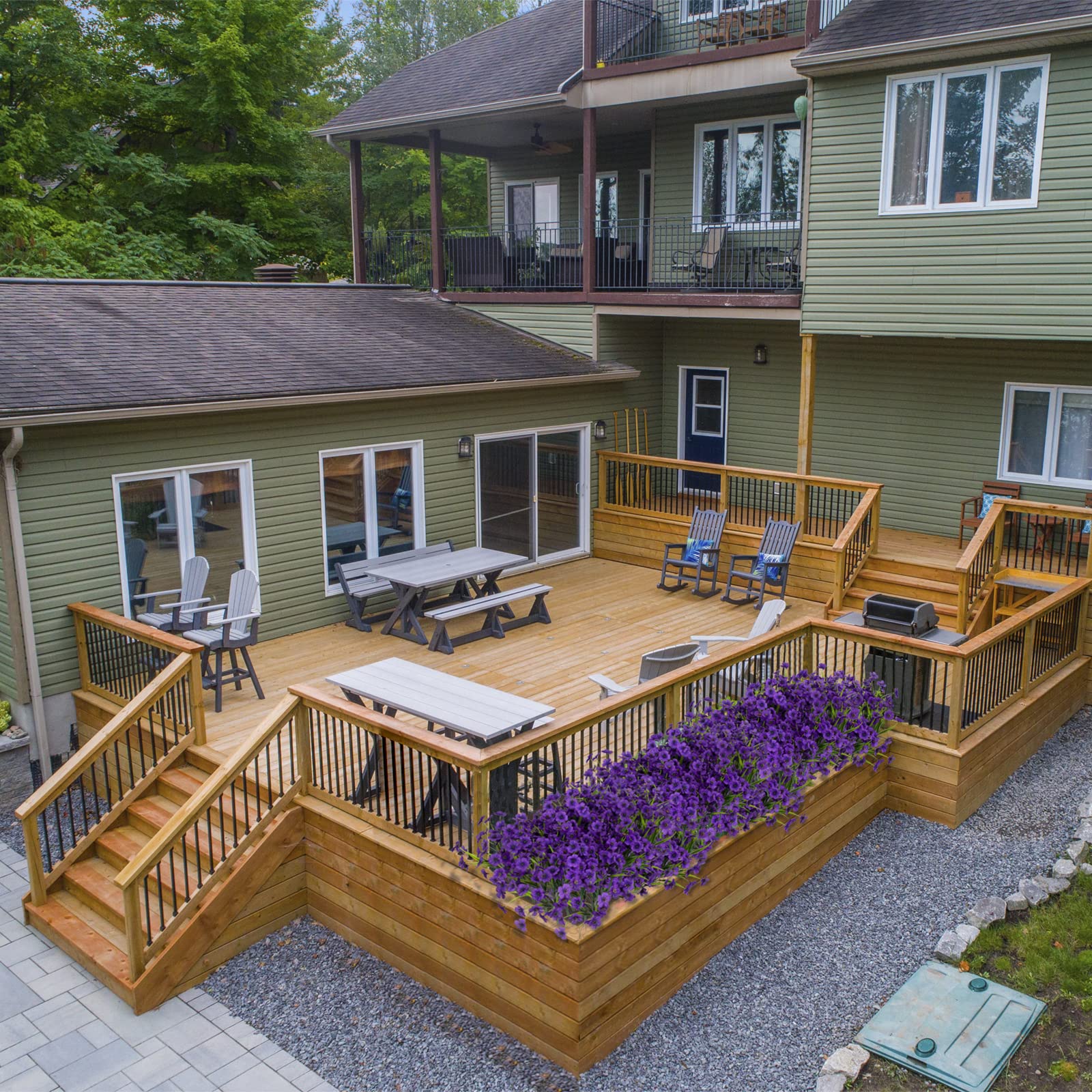 21 Bundles Artificial Outdoor UV Resistant Flowers No Fade Fake Outside Flowers Plastic Greenery Faux Shrubs Garden Porch Window Box Home Decoration(Purple)