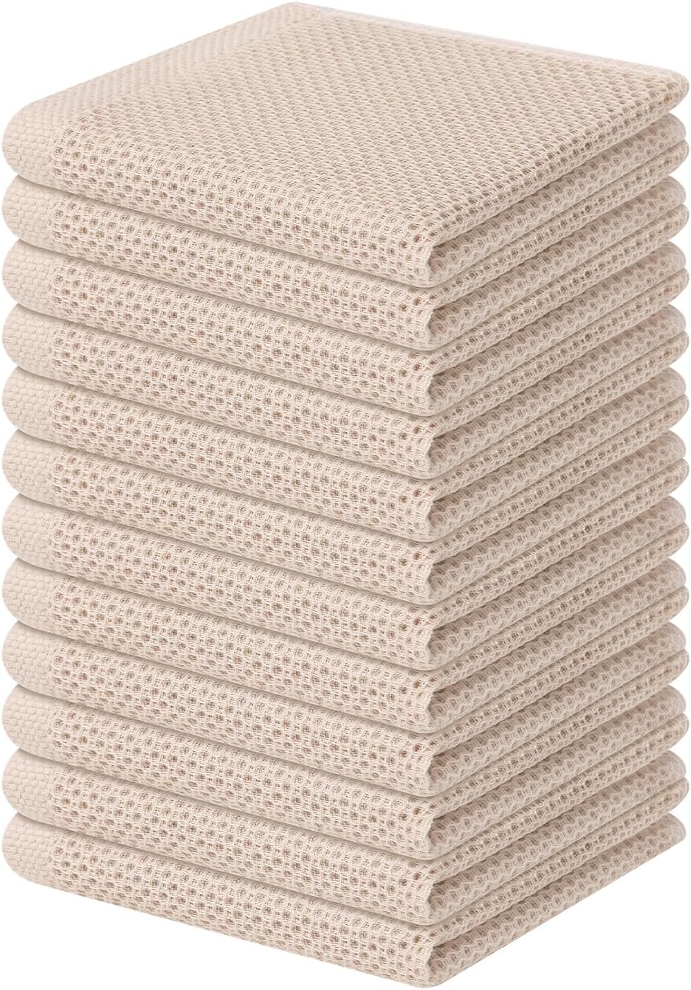 Homaxy 100% Cotton Waffle Weave Kitchen Dish Cloths, Ultra Soft Absorbent Quick Drying Dish Towels, 12 x 12 Inches, 6-Pack, Apricot