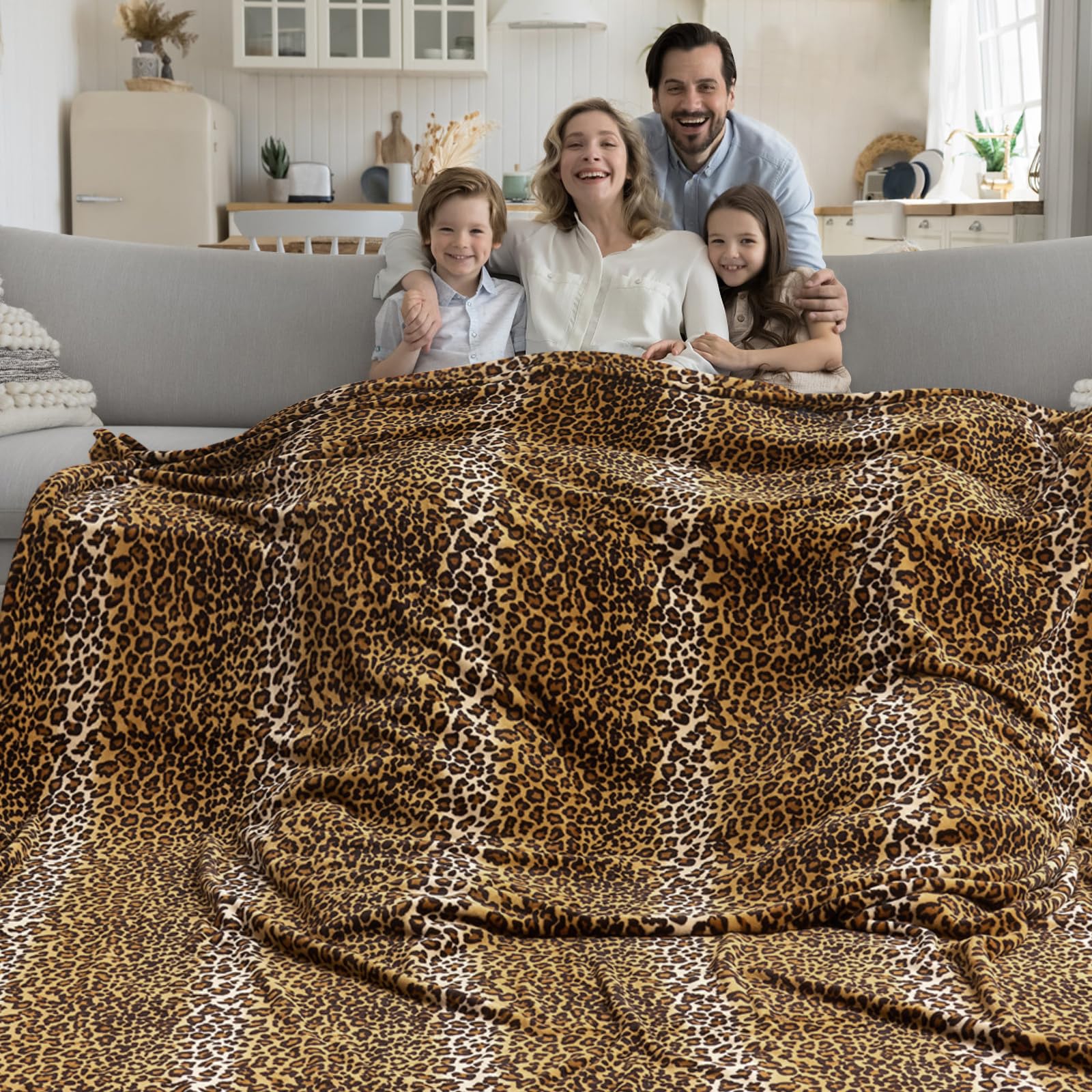 Leopard Print Blanket Fleece Throw for Bed Sofa Travel and Camping, Super Soft Cozy Fluffy Plush Cheetah Print Blanket for All Seasons 50"x60" (Dark Brown)