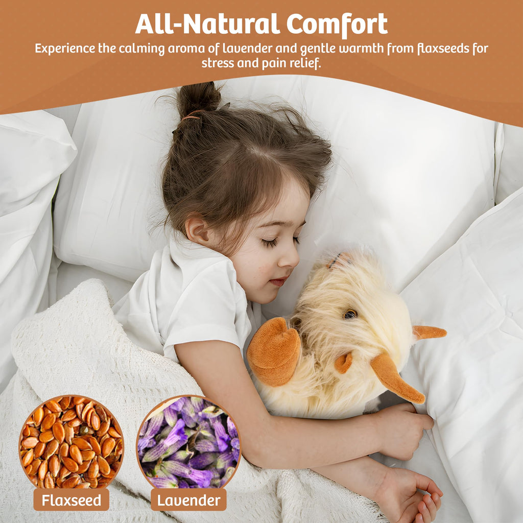 Marysun Microwavable Highland Cow Stuffed Animal - Weighted Stuffed Animal Plush, Heating Pad, Cozy