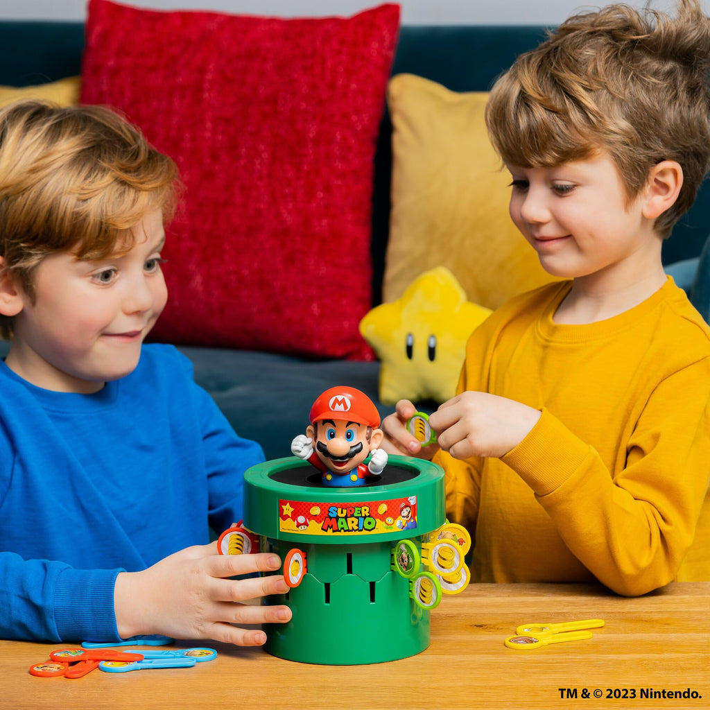 TOMY Pop Up Super Mario Game - Activities for Indoor Recess or Family Game Night - Officially Licensed Super Mario Toys for Kids - Easter Basket Stuffers - 2-4 Players - Ages 4 Years and Up