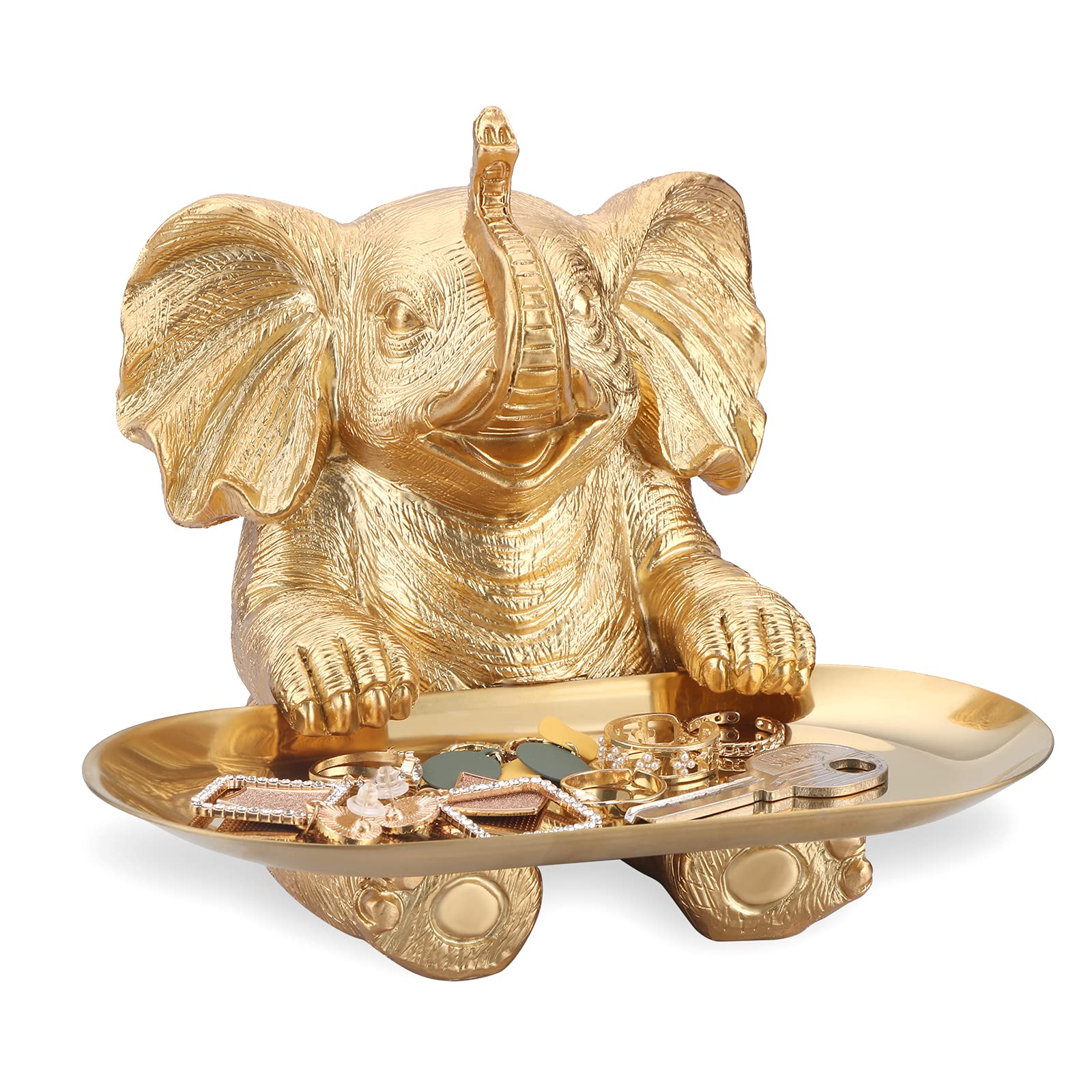 Elephant Statue. Gold Elephant Decor Brings Good Luck, Health, Strength. Elephant Gifts for Women, Mom Gifts. Decorations
