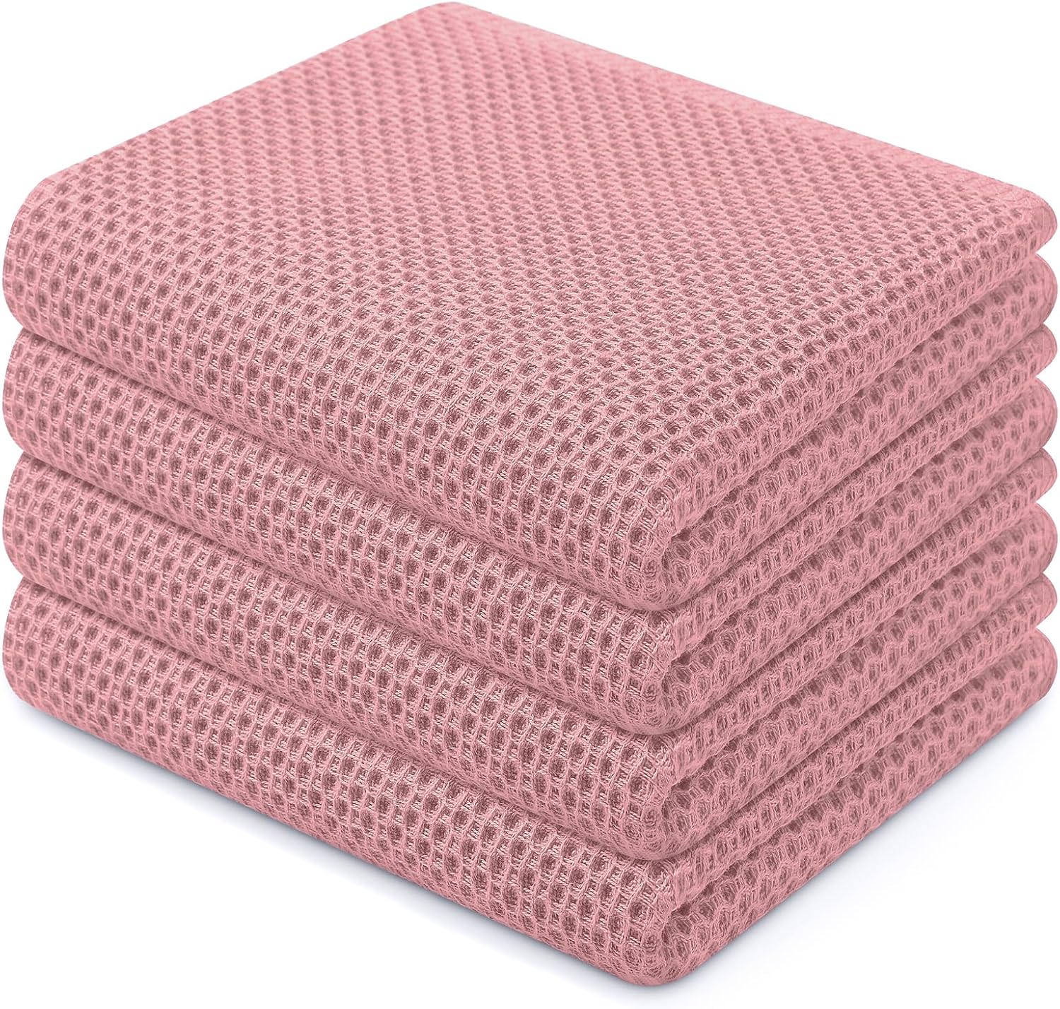 Homaxy 100% Cotton Waffle Weave Kitchen Dish Cloths, Ultra Soft Absorbent Quick Drying Dish Towels, 12 x 12 Inches, 6-Pack, Apricot