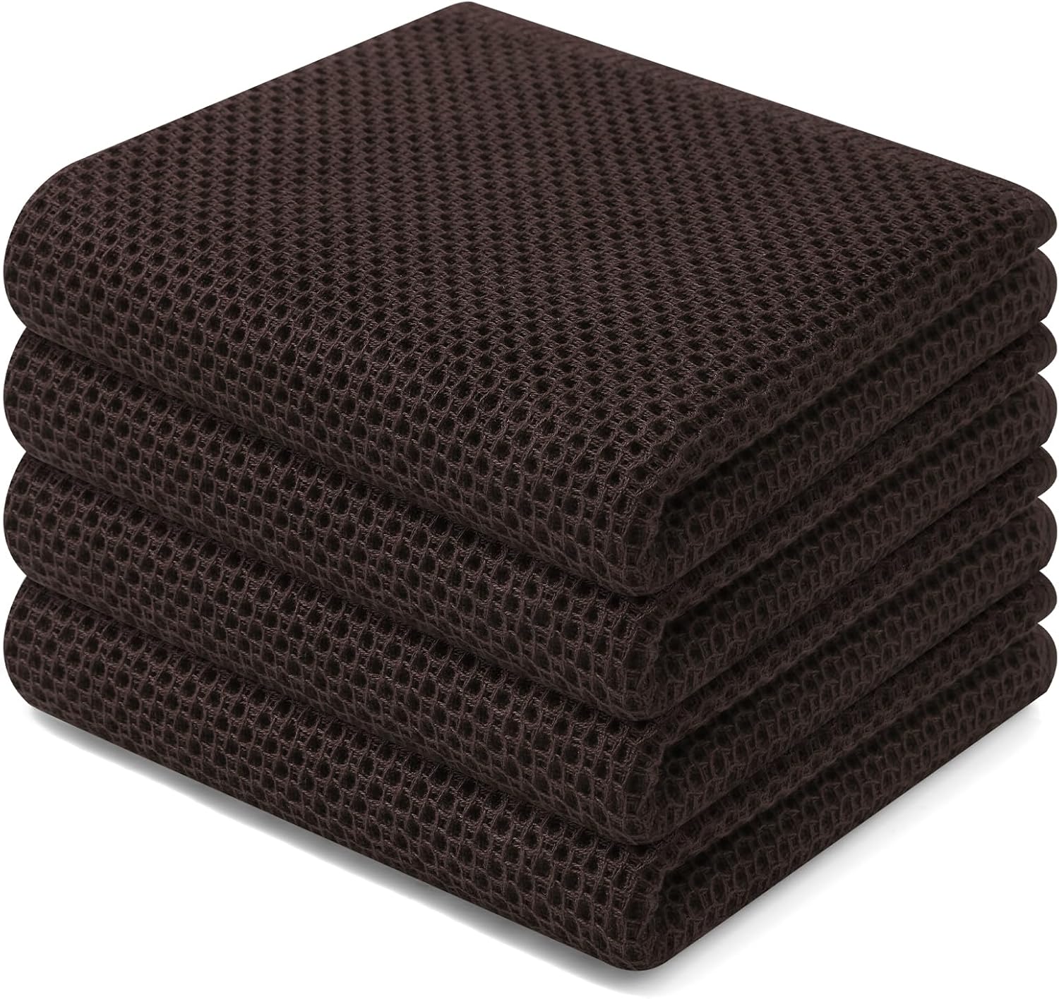 Homaxy 100% Cotton Waffle Weave Kitchen Dish Cloths, Ultra Soft Absorbent Quick Drying Dish Towels, 12 x 12 Inches, 6-Pack, Apricot