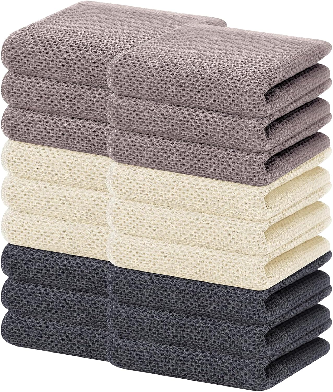 Homaxy 100% Cotton Waffle Weave Kitchen Dish Cloths, Ultra Soft Absorbent Quick Drying Dish Towels, 12 x 12 Inches, 6-Pack, Apricot