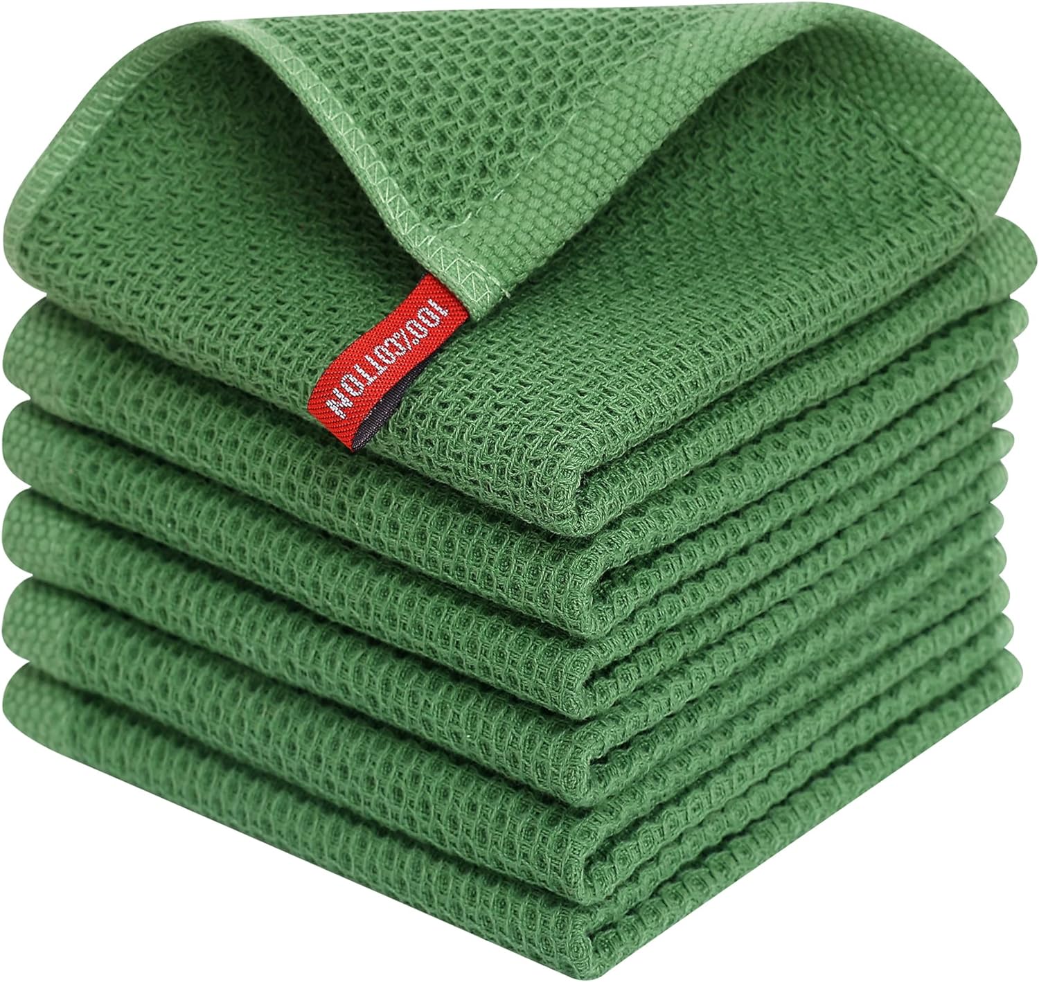 Homaxy 100% Cotton Waffle Weave Kitchen Dish Cloths, Ultra Soft Absorbent Quick Drying Dish Towels, 12 x 12 Inches, 6-Pack, Apricot