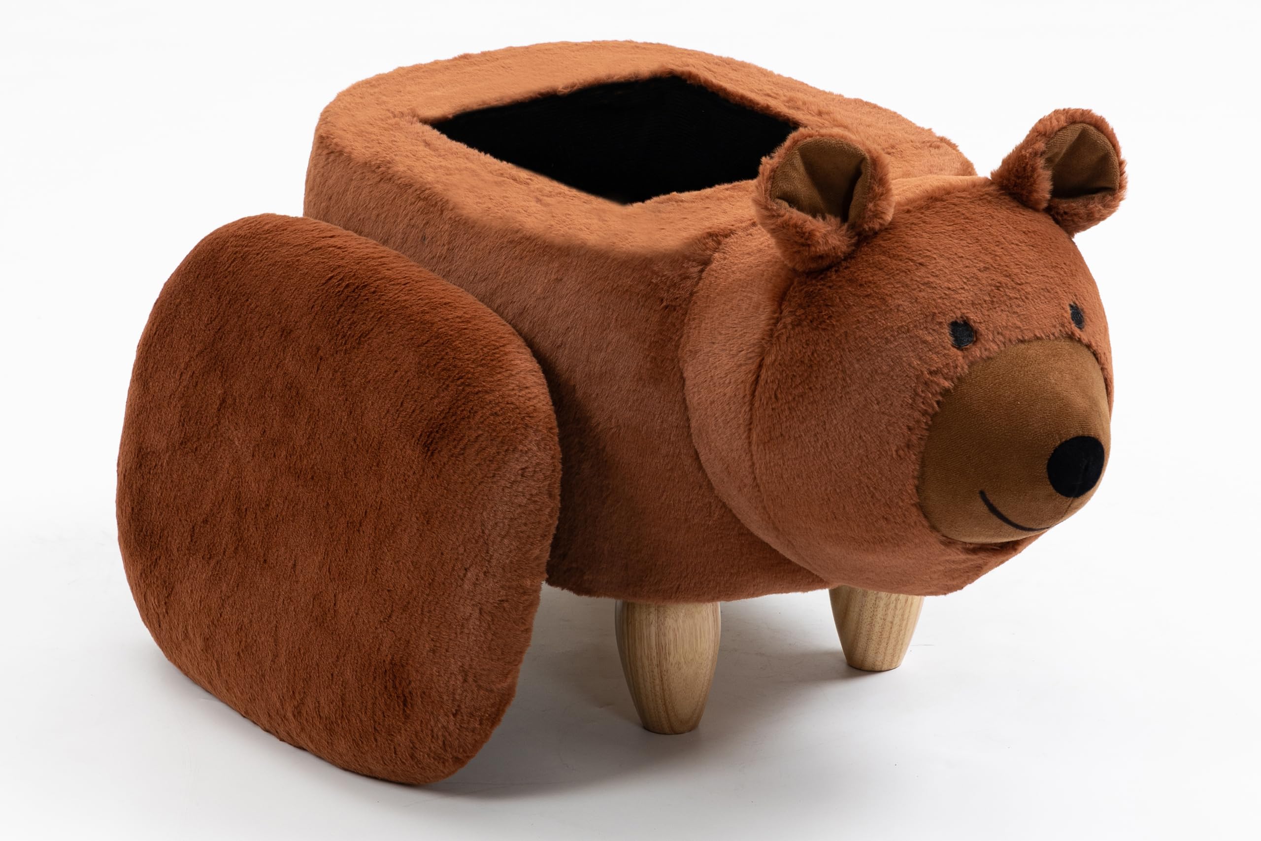 Home 2 Office Cow Ottoman for Kids' Bedroom, Playroom, Nursery, and Living Room, Animal Ottoman with Storage, Footstool for Kids, Black/White