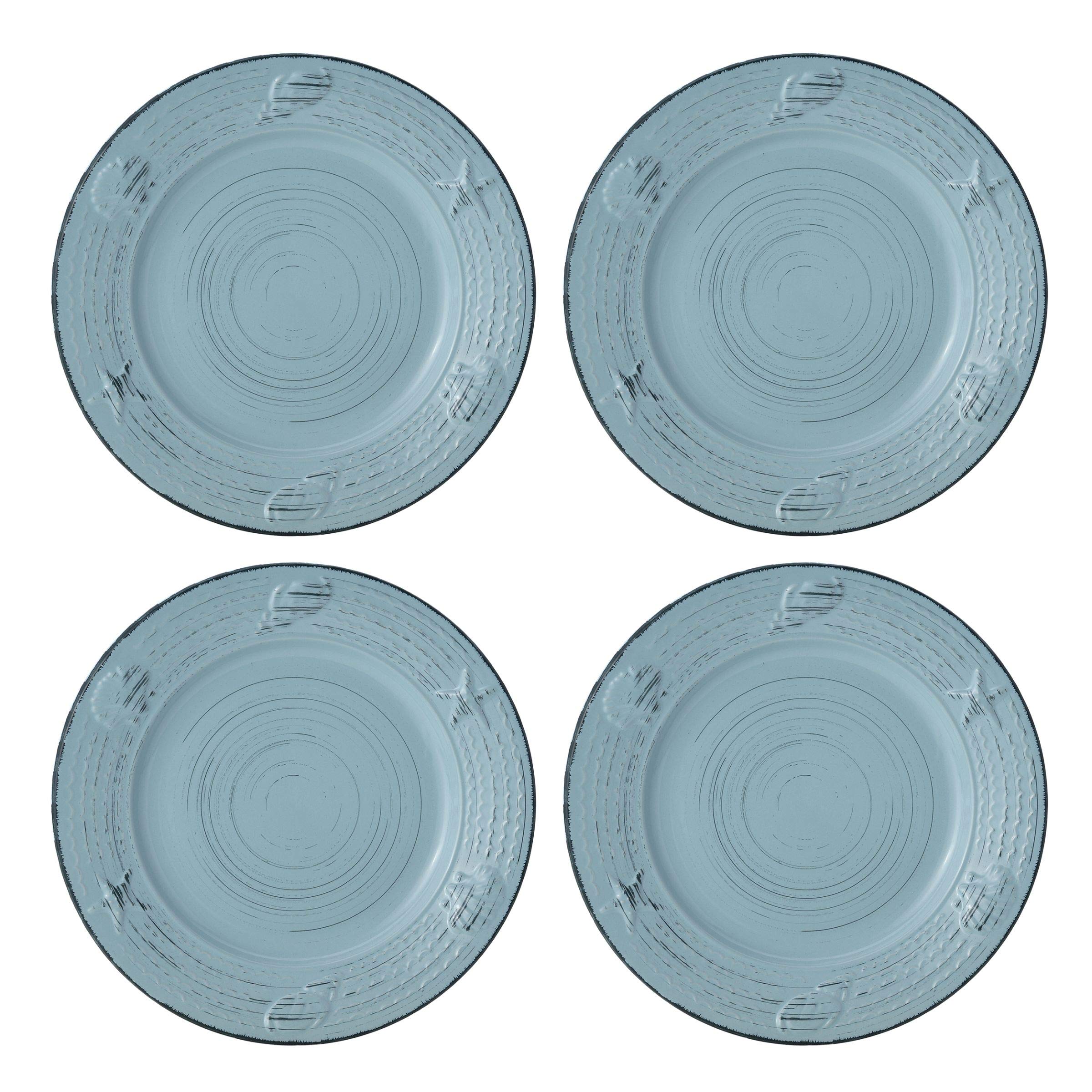 Pfaltzgraff Trellis White 16-Piece Stoneware Dinnerware Set, Service for 4, Distressed White Finish, Microwave & Dishwasher Safe Plates and Bowls