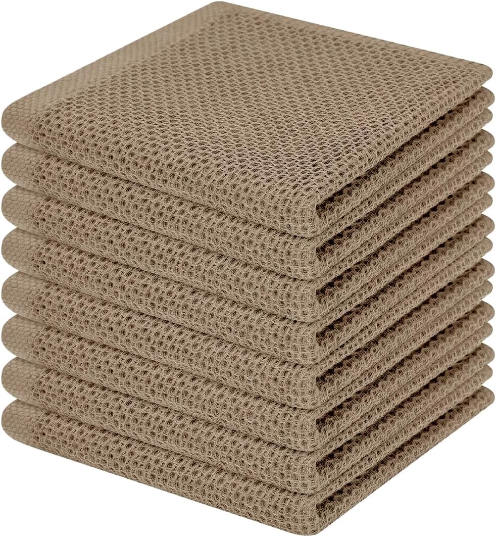 Homaxy 100% Cotton Waffle Weave Kitchen Dish Cloths, Ultra Soft Absorbent Quick Drying Dish Towels, 12 x 12 Inches, 6-Pack, Apricot