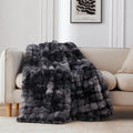 COOVA Faux Fur Throw Blanket for Couch, Cozy Soft and Fuzzy Plush Rabbit Fur Bubble Blanket for Sofa Bedroom Living Room, 50x60 Inches Tie Dye Brown