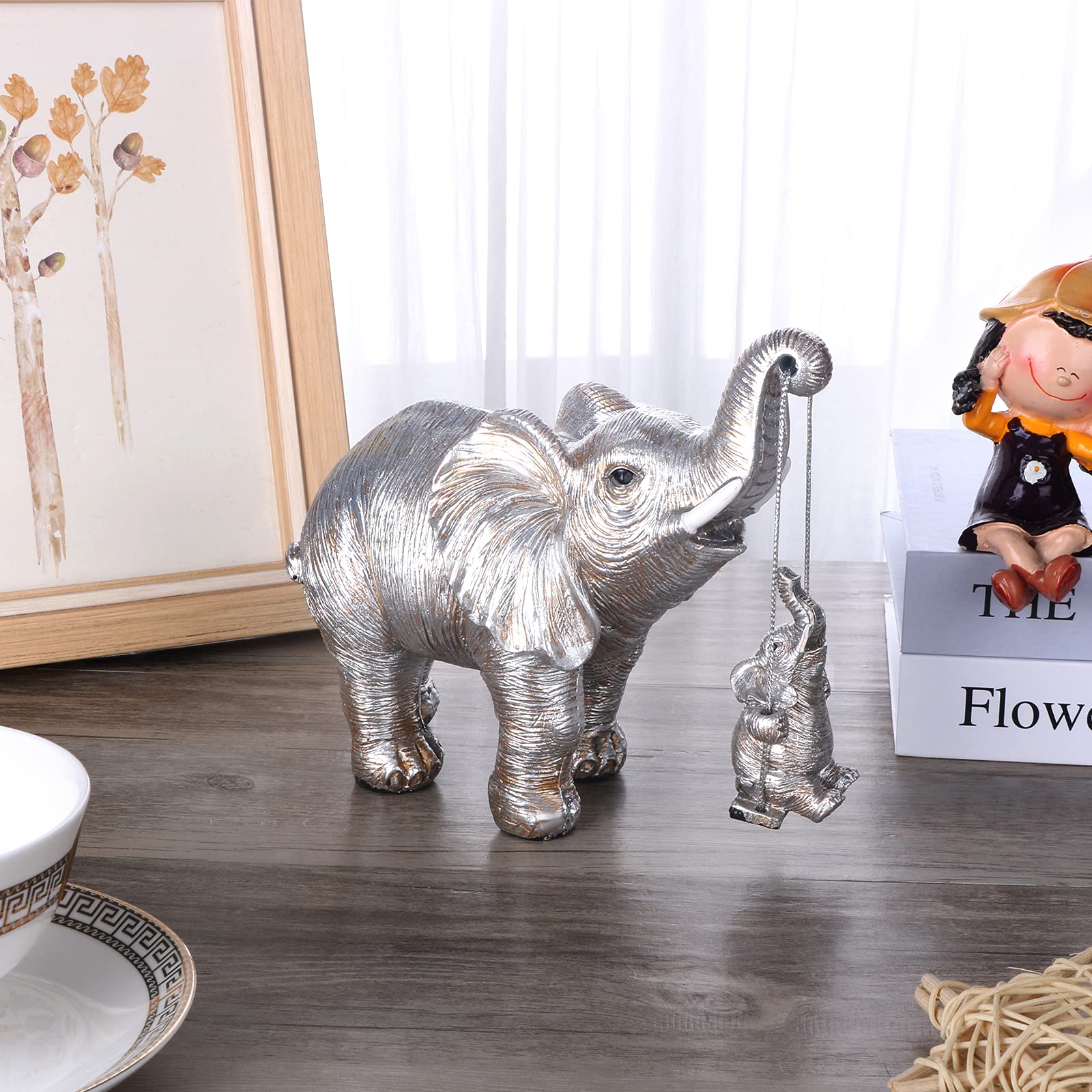 Elephant Statue. Gold Elephant Decor Brings Good Luck, Health, Strength. Elephant Gifts for Women, Mom Gifts. Decorations