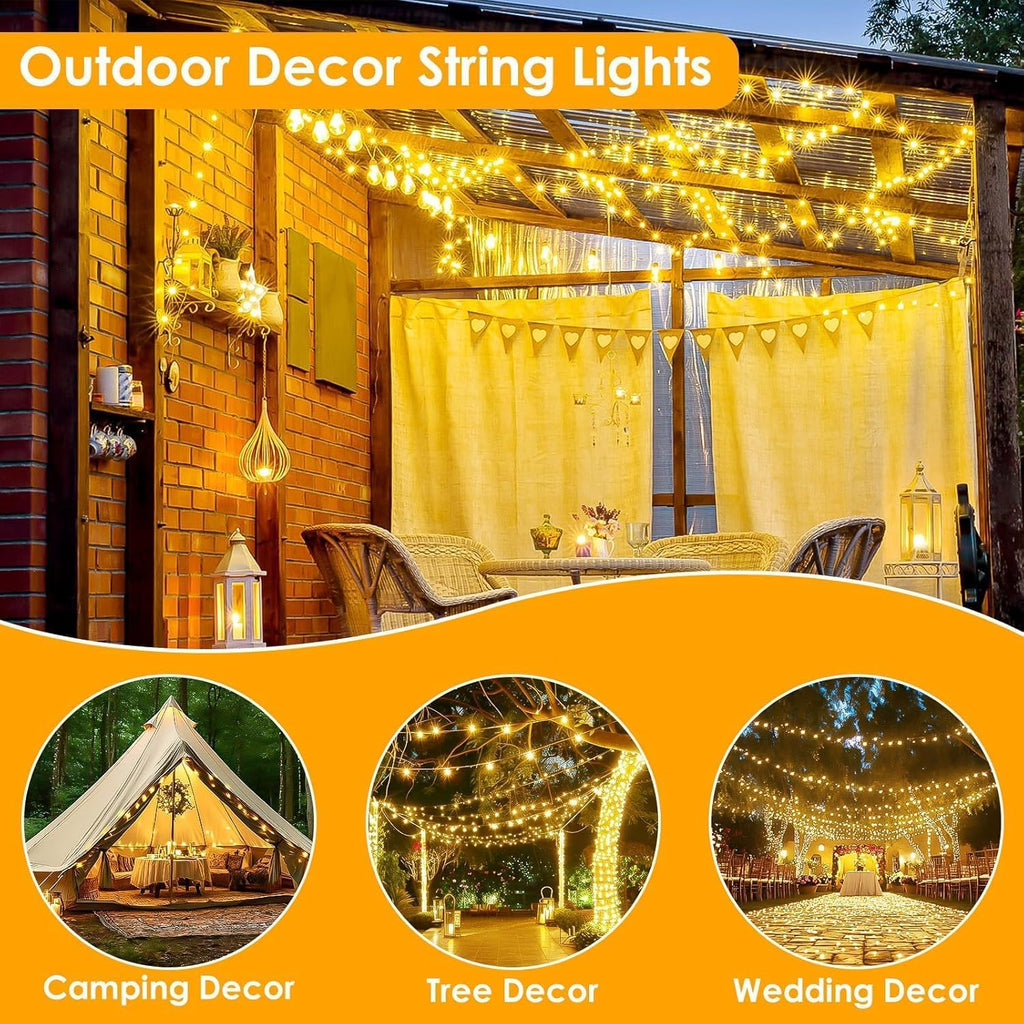 66Ft 200 LED Fairy Lights Plug in, Waterproof String Lights Outdoor & Indoor 8 Modes Christmas Light Bedroom Decor, Timer Twinkle Lights for Girl's Room Garden Party Christmas Decorations (Warm White)