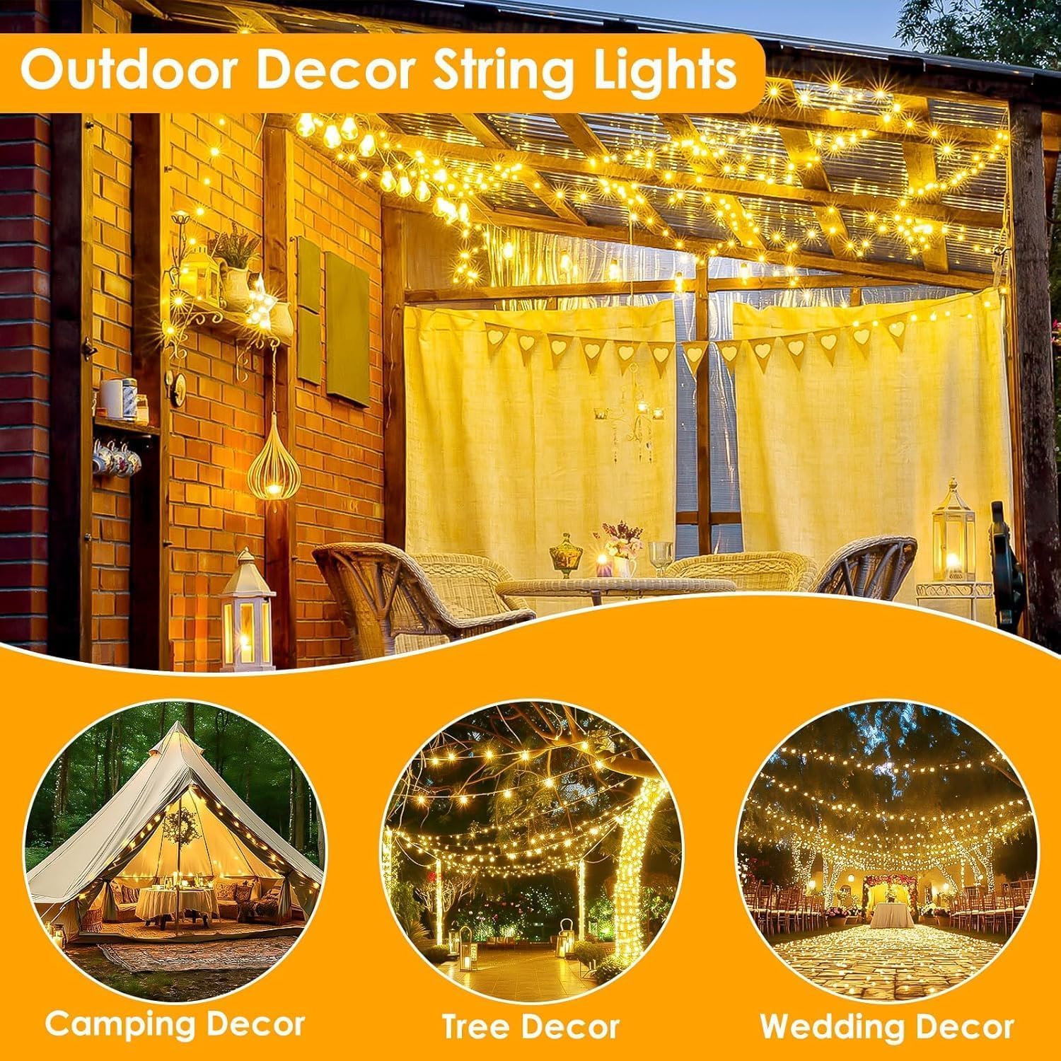 66Ft 200 LED Fairy Lights Plug in, Waterproof String Lights Outdoor & Indoor 8 Modes Christmas Light Bedroom Decor, Timer Twinkle Lights for Girl's Room Garden Party Christmas Decorations (Warm White)