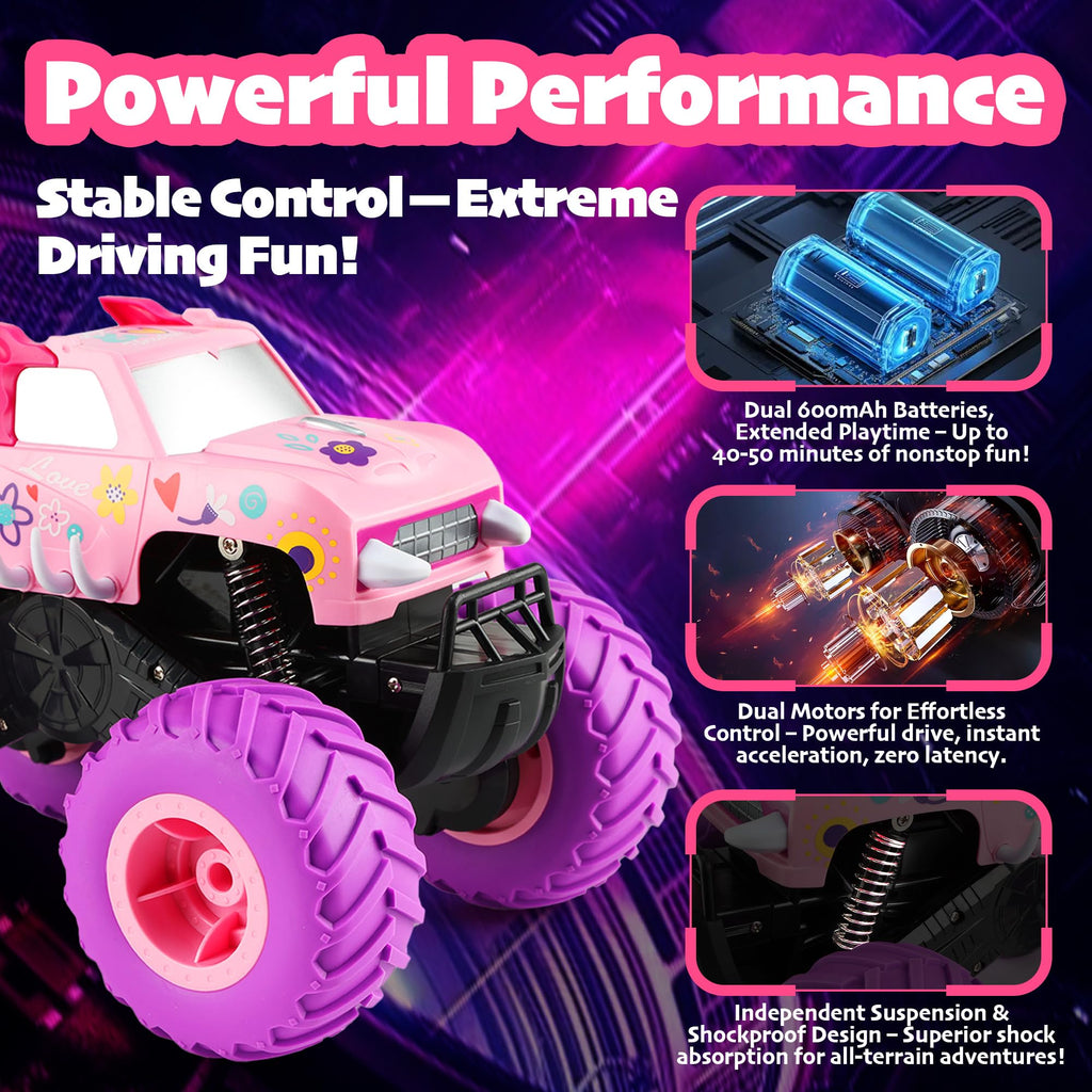 Threeking 1:16 Waterproof Monster Truck Toys RC Cars Amphibious Remote Control Car Trucks 4WD All Terrain Off-Road Pickup Toy for 6 7 8 9 10 11 12 Year Old Boys Girls Kids Gifts Presents
