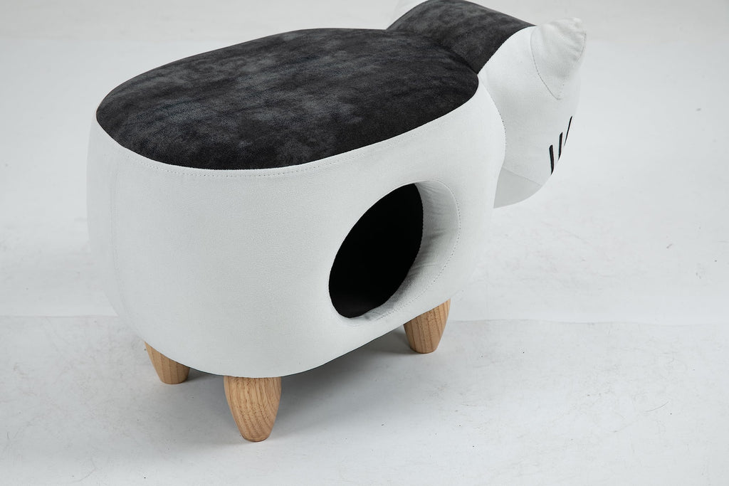 Home 2 Office Cow Ottoman for Kids' Bedroom, Playroom, Nursery, and Living Room, Animal Ottoman with Storage, Footstool for Kids, Black/White