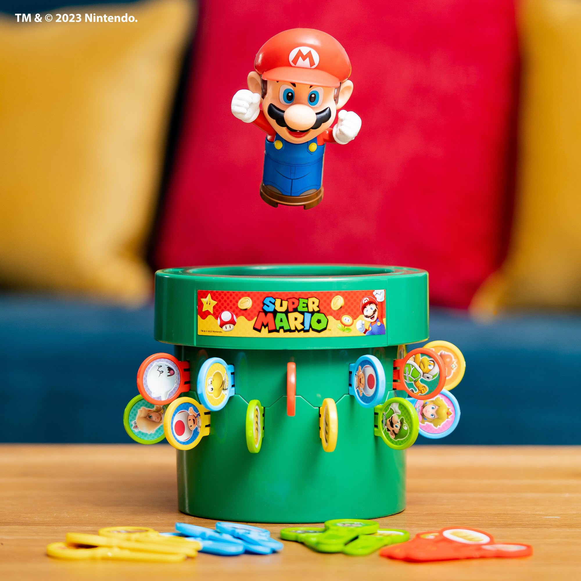 TOMY Pop Up Super Mario Game - Activities for Indoor Recess or Family Game Night - Officially Licensed Super Mario Toys for Kids - Easter Basket Stuffers - 2-4 Players - Ages 4 Years and Up