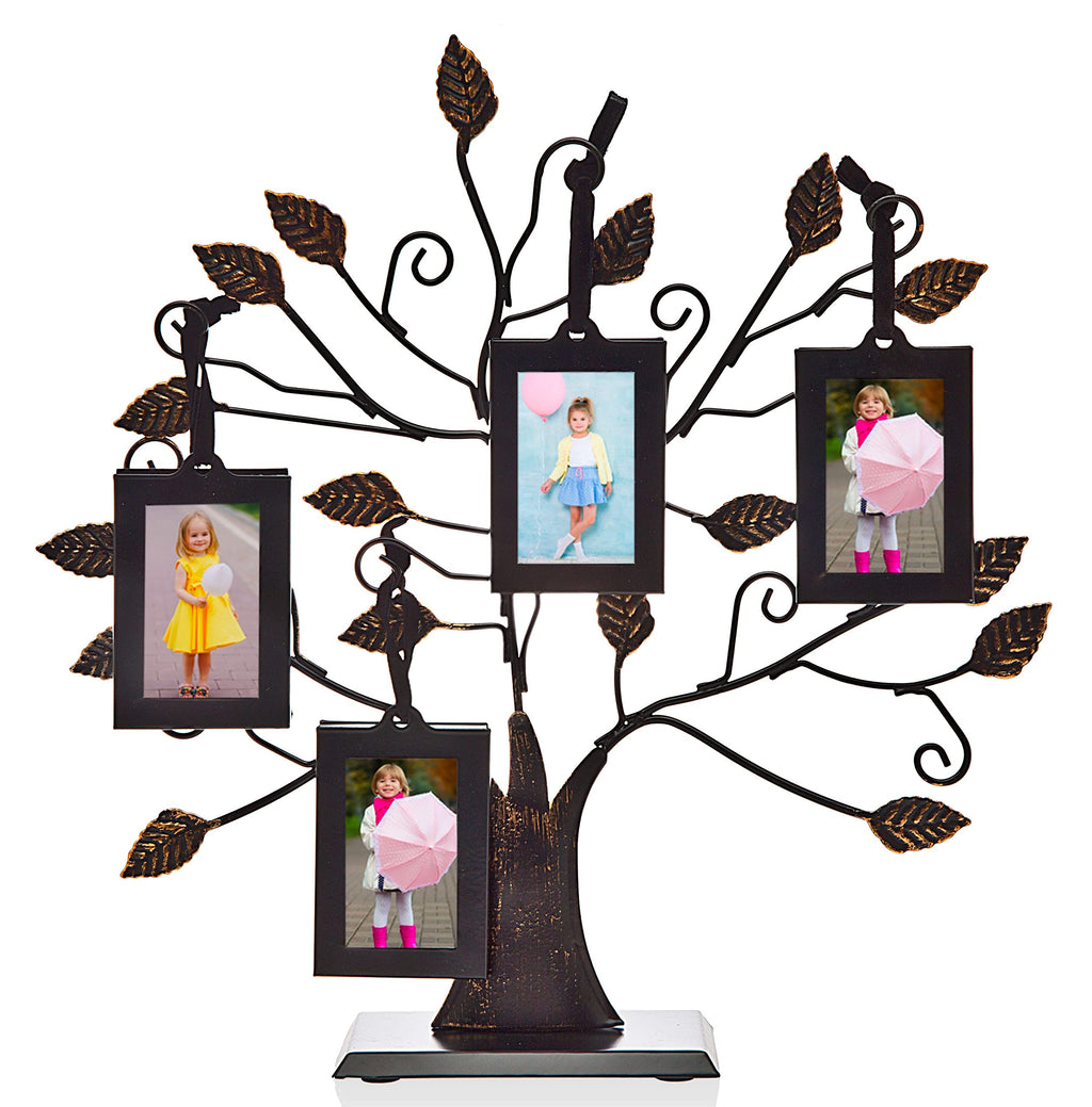 Philip Whitney Parent Picture Frames, Family Tree Picture Frames with 4 Hanging Photo Frames, Wall Decor, Table Decor, Gifts for Mom, 13" (Bronze, 10)