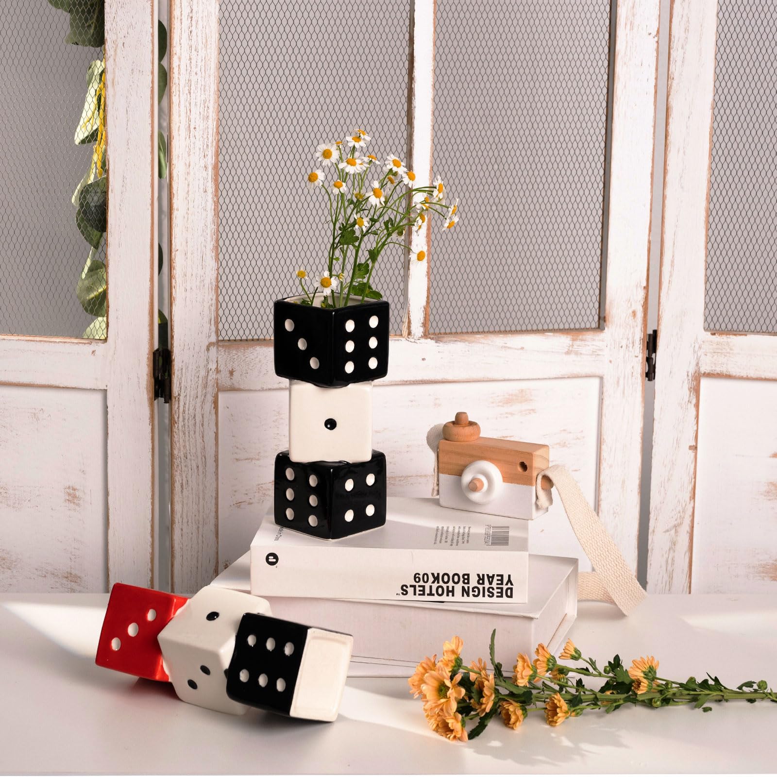 Handcrafted Ceramic White Flower Duck Vase