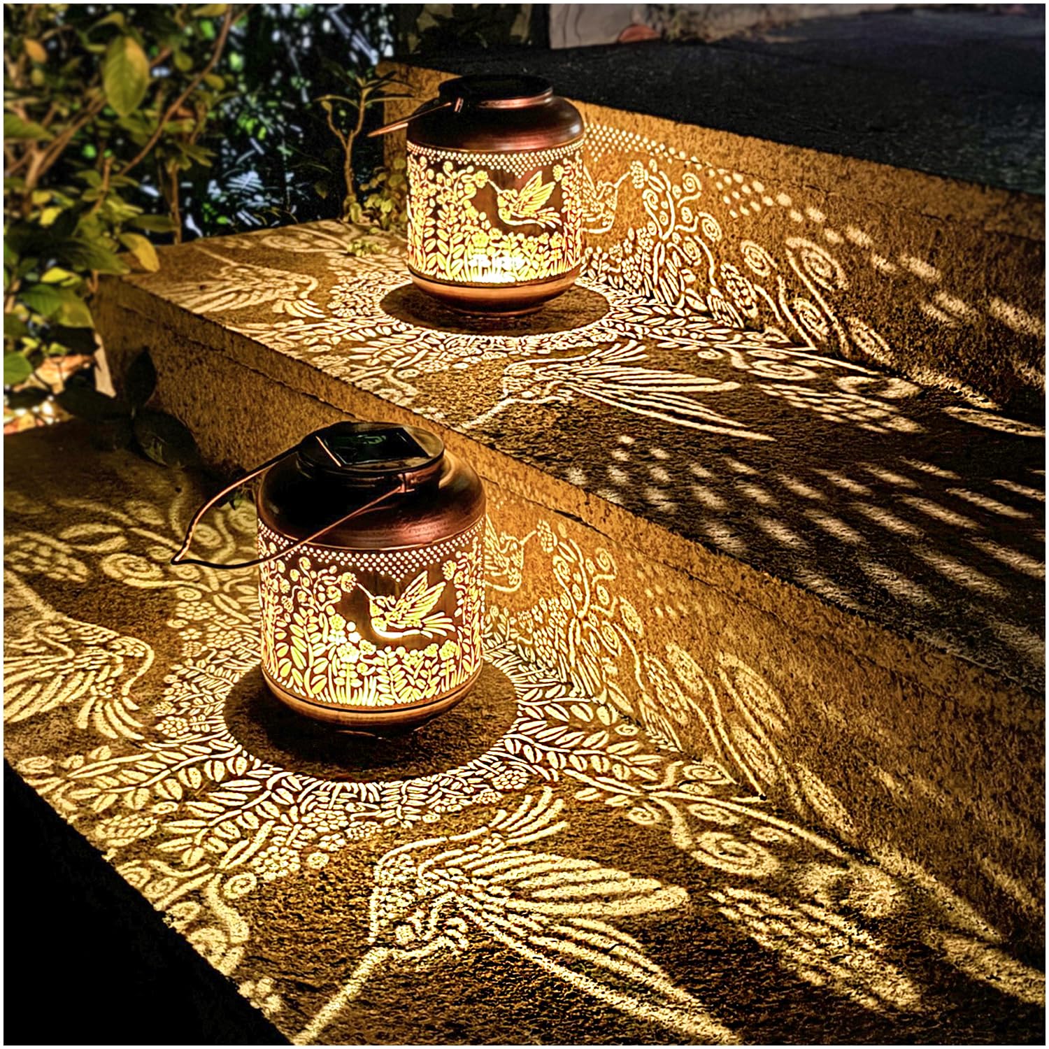 Mothers Day Gifts for Mom Hummingbird Solar Lanterns Outdoor Waterproof Hanging Solar Lights Hummingbird Gifts for Women Men Metal Bird Decorative LED Lanterns for Yard, Patio, Lawn, Garden Decor