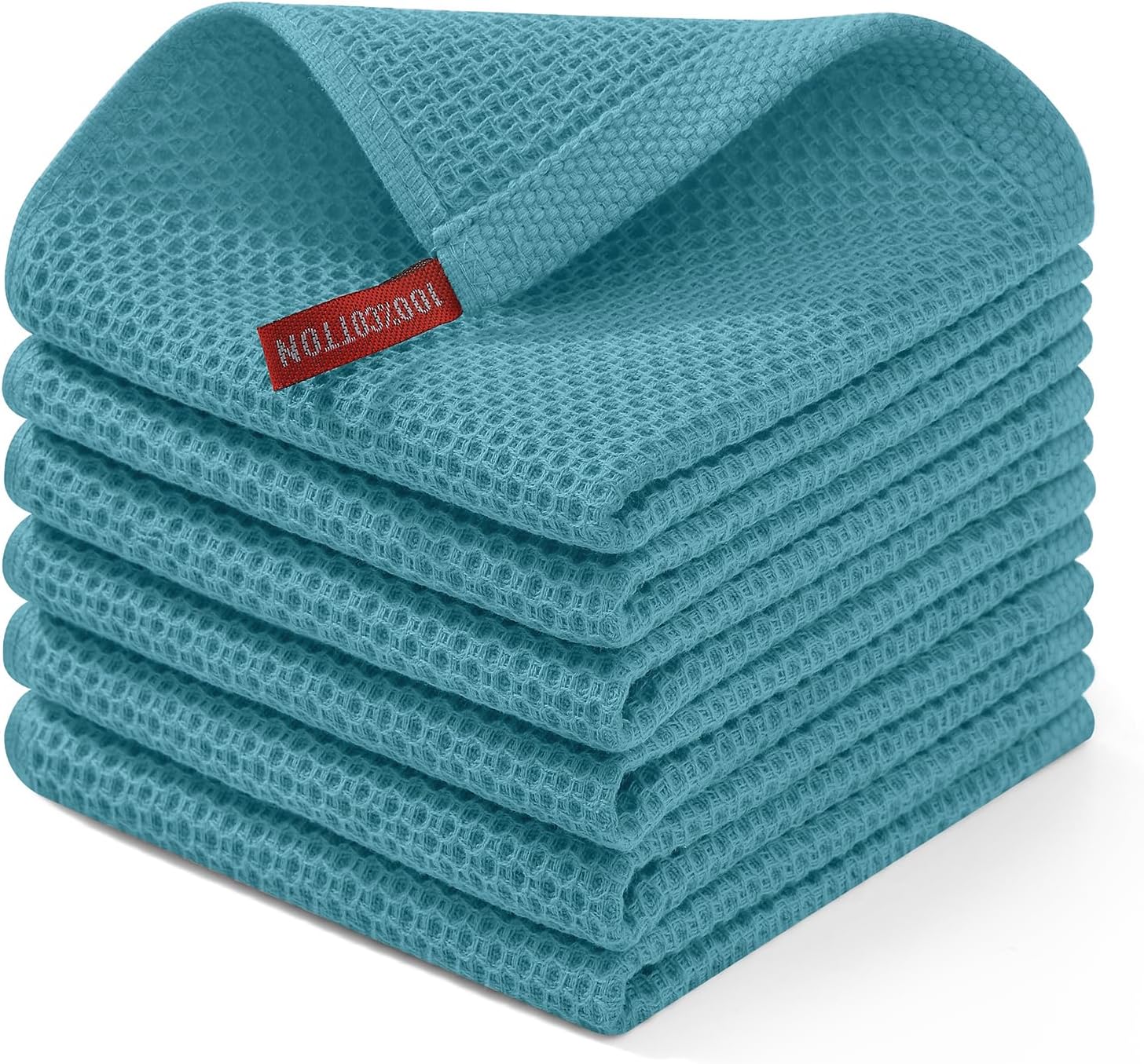 Homaxy 100% Cotton Waffle Weave Kitchen Dish Cloths, Ultra Soft Absorbent Quick Drying Dish Towels, 12 x 12 Inches, 6-Pack, Apricot