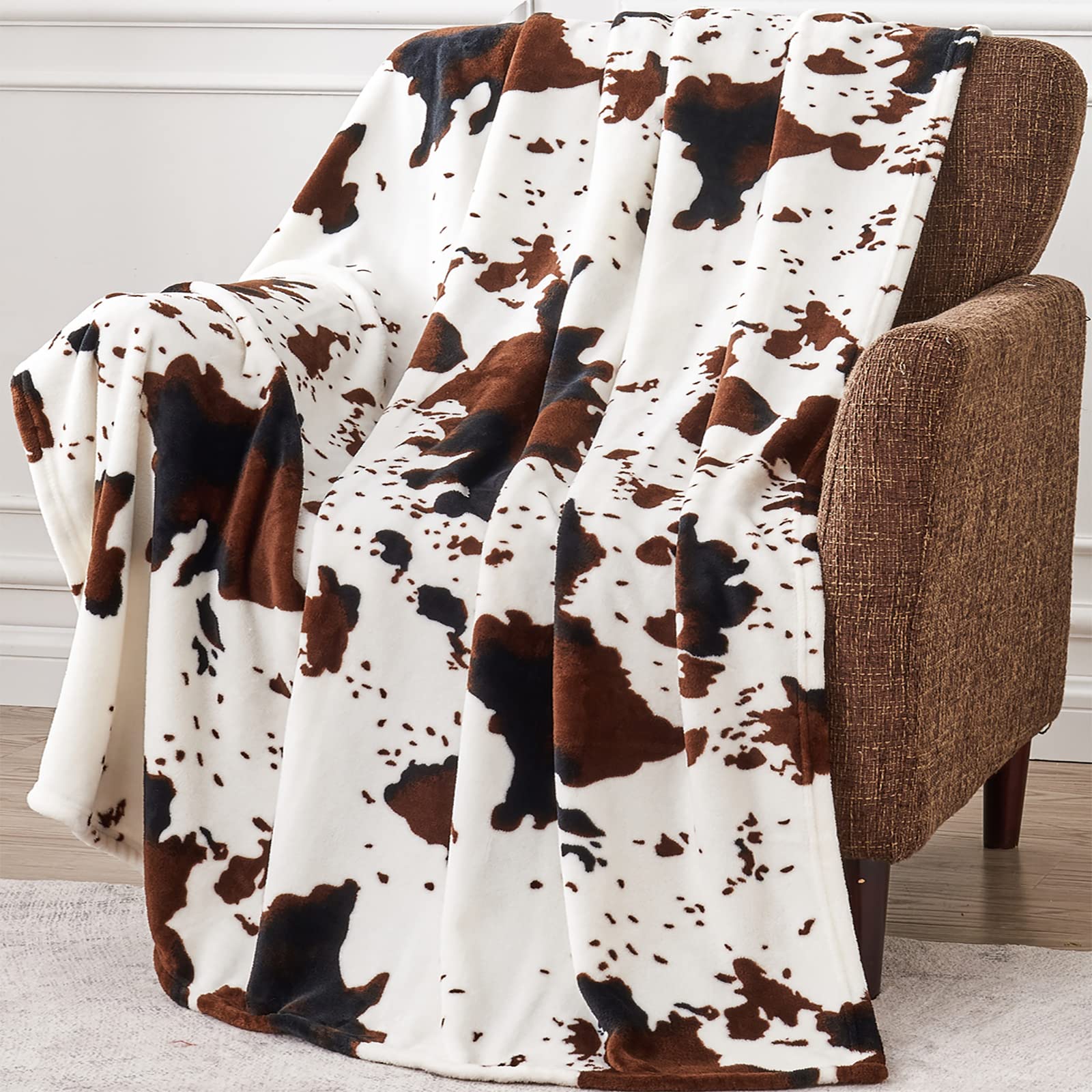 Leopard Print Blanket Fleece Throw for Bed Sofa Travel and Camping, Super Soft Cozy Fluffy Plush Cheetah Print Blanket for All Seasons 50"x60" (Dark Brown)