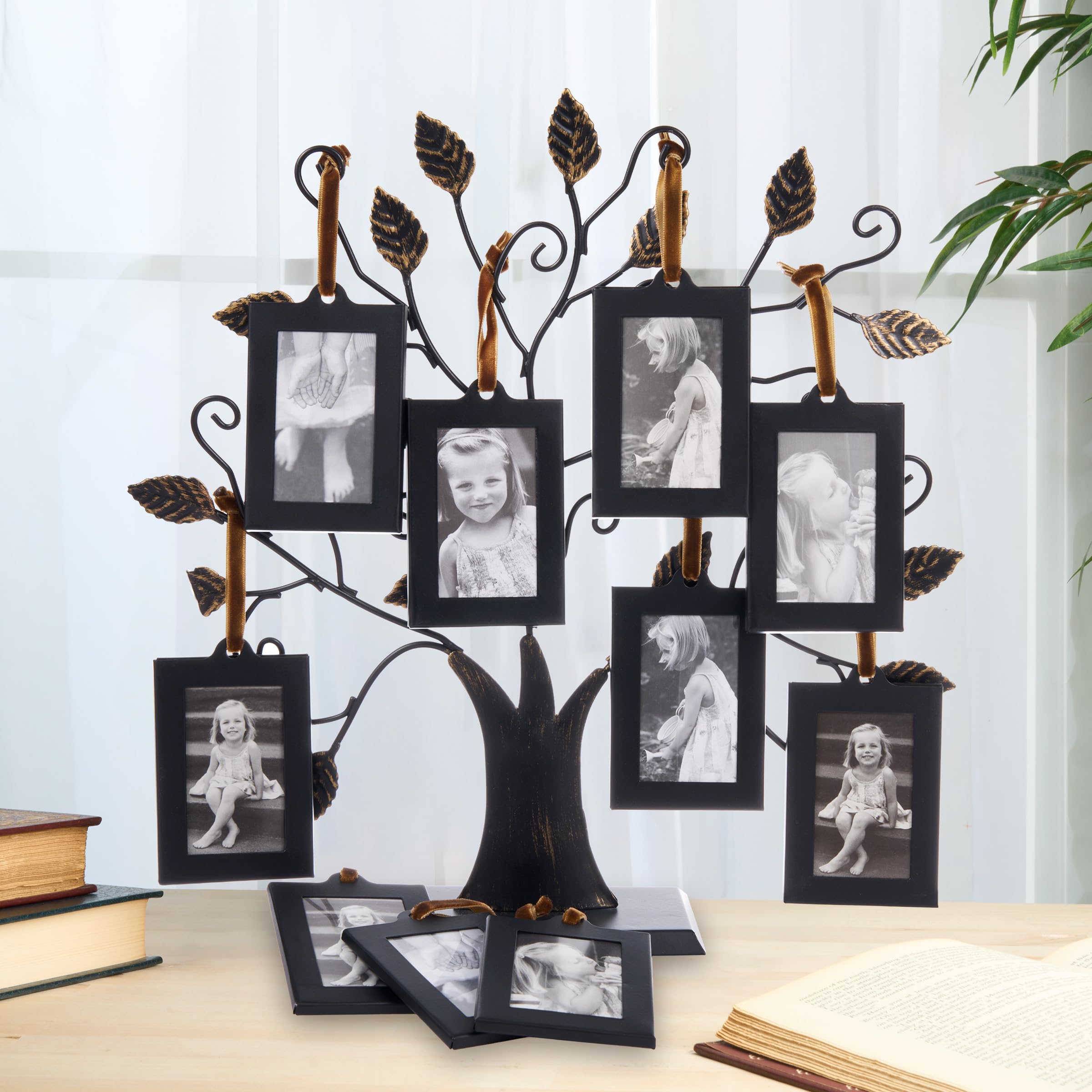 Philip Whitney Parent Picture Frames, Family Tree Picture Frames with 4 Hanging Photo Frames, Wall Decor, Table Decor, Gifts for Mom, 13" (Bronze, 10)