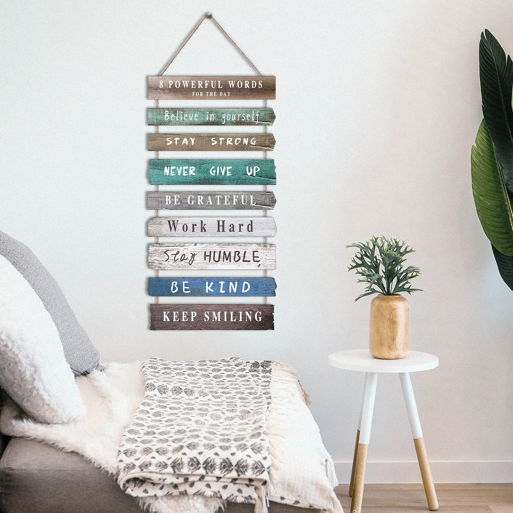 4 Pieces Home Wall Signs, THIS IS US/TOGETHER/BLESS THIS HOME/FAMILY Wall Decor For Living Room Bedroom, Rustic Wooden Farmhouse Wall Art , 4.7 x 13.8 Inch(Brown)