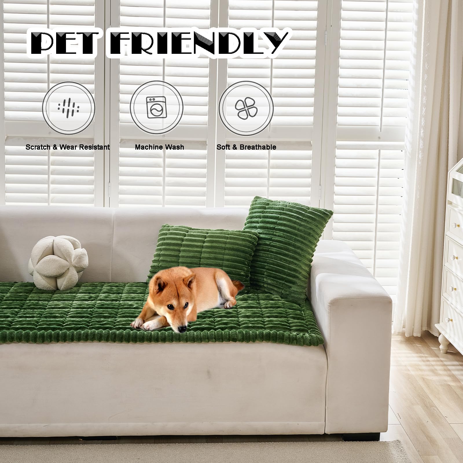 ZQFFB Pet Couch Cover Dogs Washable Non-Slip Couch Protector Pet Friendly Dog Mat for Couches and Sofas